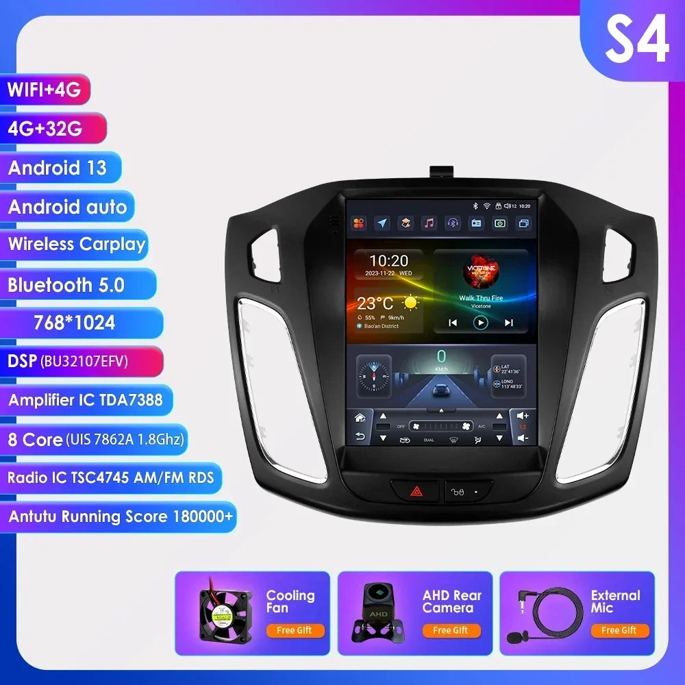 Android 13 Wireless Carplay GPS Stereo for Ford Focus 3 MK 3 2011-2019 2 Din 9.7" Car Radio Multimedia Player 4G Touch Screen BT