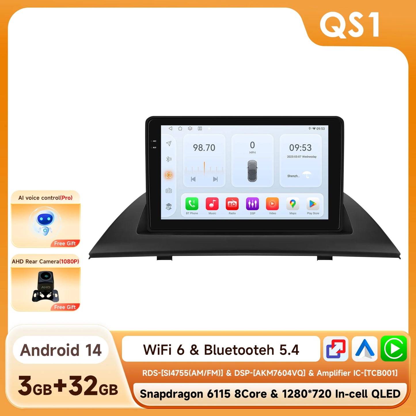 Android 14 Car Radio Multimedia Player for BMW X3 E83 2004-2012 Wireless Carplay Android Auto Navigation SWS GPS 4G DAB+ OBD2