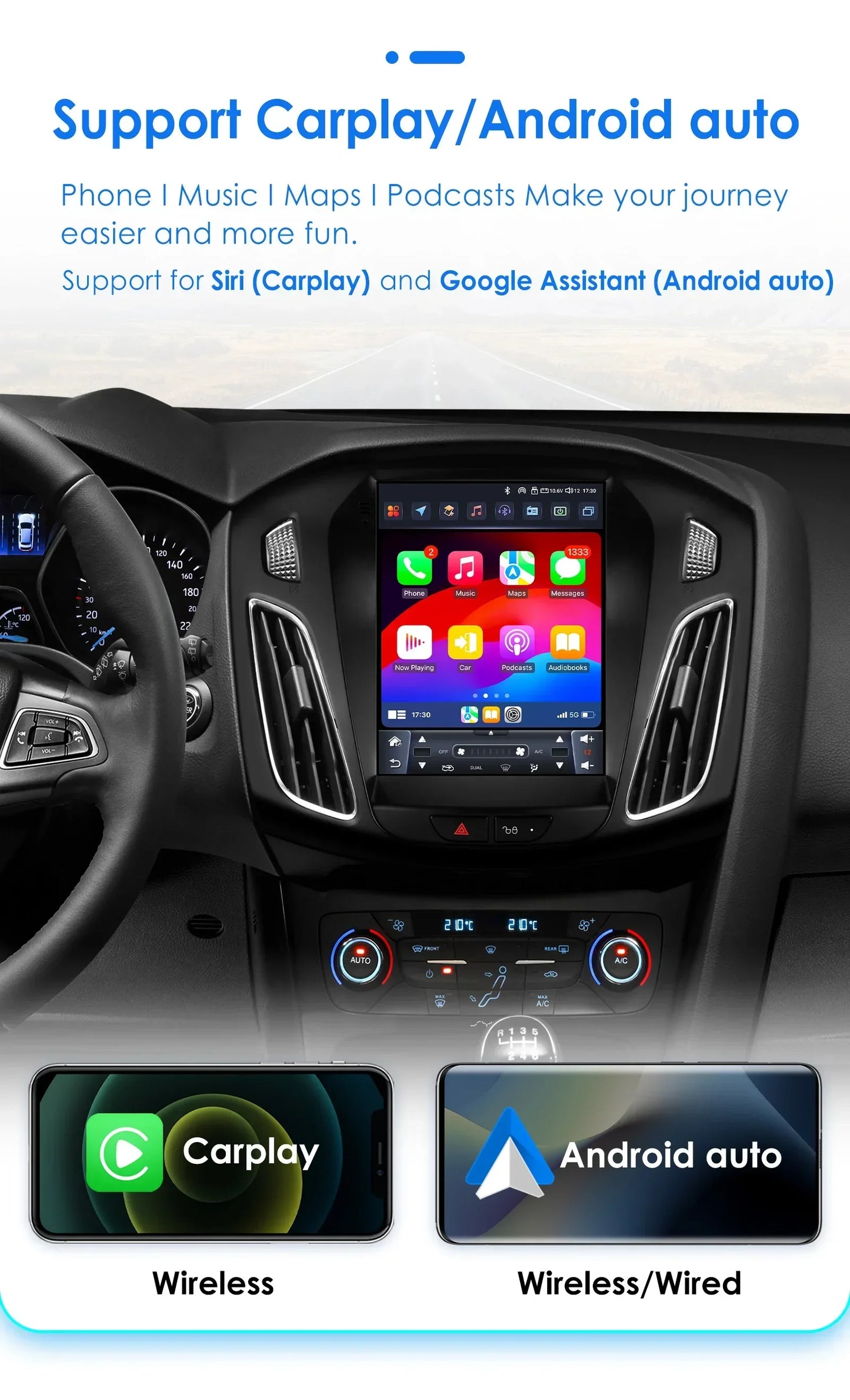 Android 13 Wireless Carplay GPS Stereo for Ford Focus 3 MK 3 2011-2019 2 Din 9.7" Car Radio Multimedia Player 4G Touch Screen BT