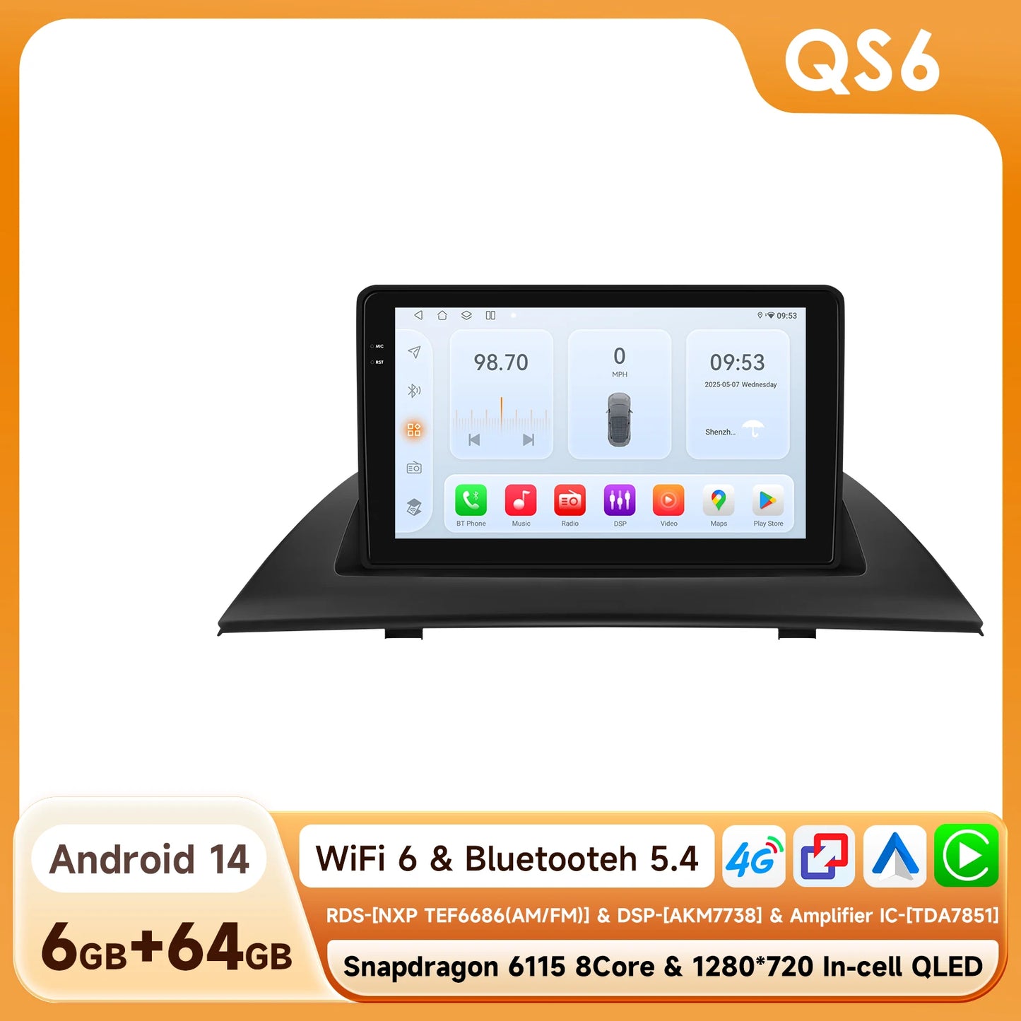 Android 14 Car Radio Multimedia Player for BMW X3 E83 2004-2012 Wireless Carplay Android Auto Navigation SWS GPS 4G DAB+ OBD2