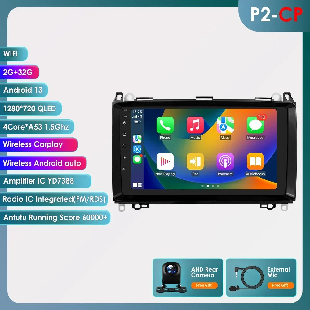 Android 13 Octa Core AI Auto Car Radio Multimedia Player for Mercedes Benz B200 W169 W245 Viano Vito W639 Sprinter W906 CarPlay