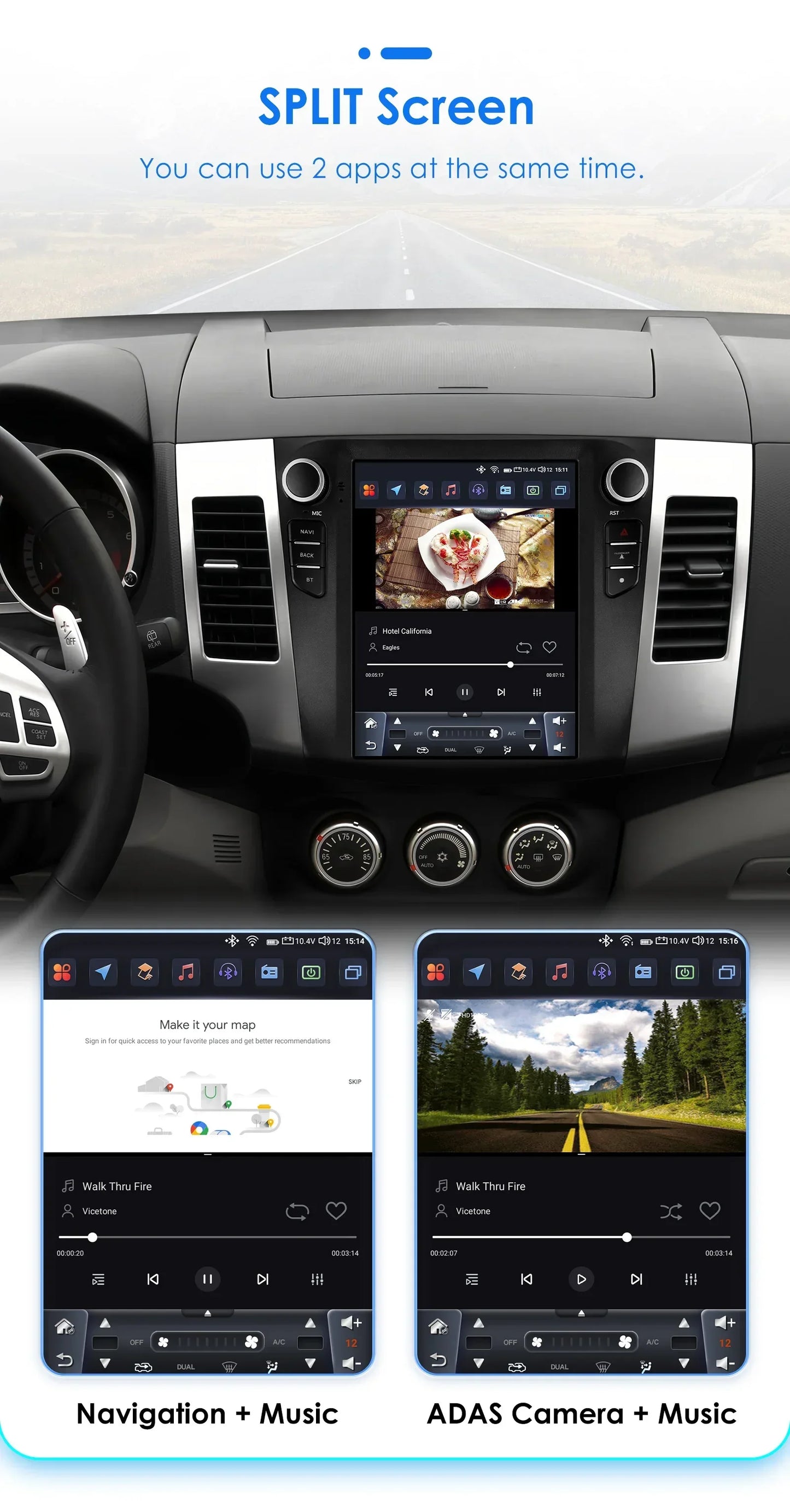 Android 13 Wireless Carplay GPS Stereo for Mitsubishi Outlander XI 2 2008 - 2011 9.7" Car Radio Multimedia Player 4G BT DSP 2din
