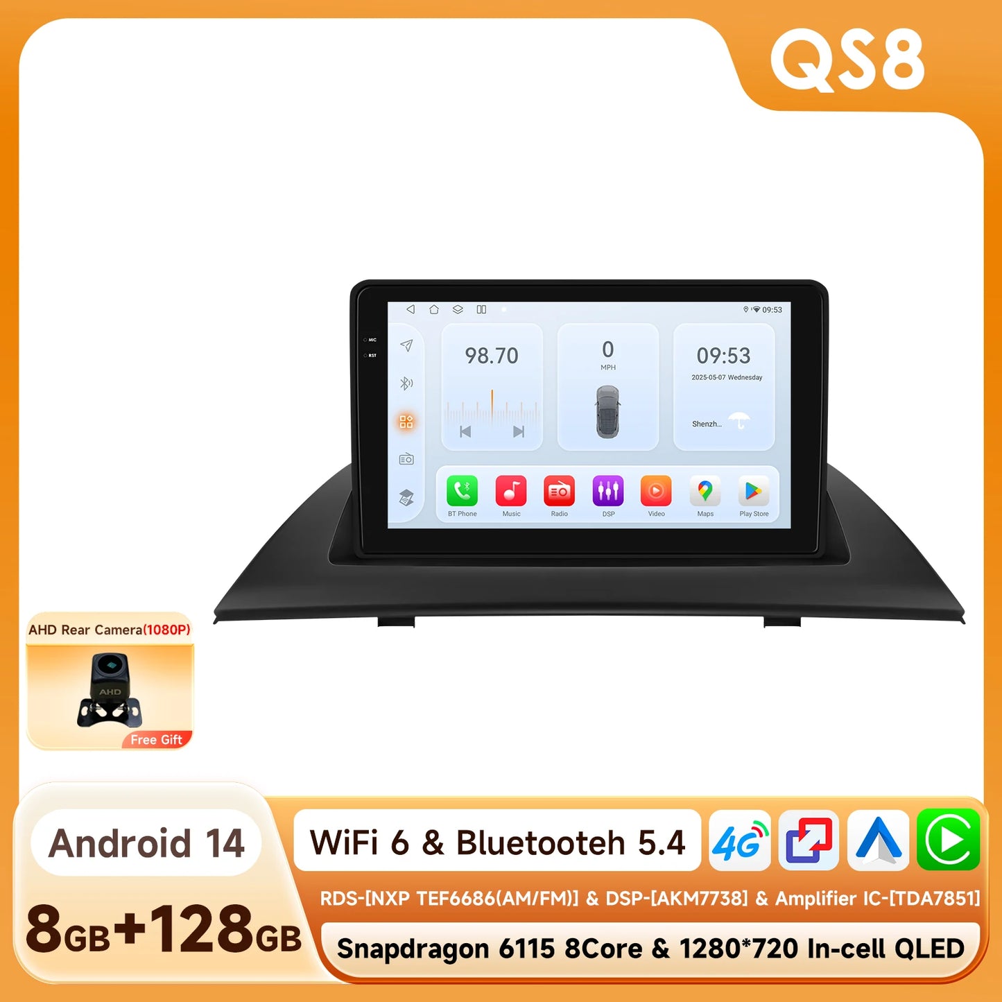 Android 14 Car Radio Multimedia Player for BMW X3 E83 2004-2012 Wireless Carplay  Android Auto Navigation SWS GPS 4G DAB+ OBD2