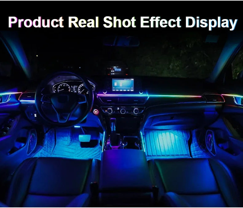 18 in 1 Led Car Ambient Lights Symphony Bluetooth App RGB 213 Color Streamer Rainbow Acrylic Strip Interior Atmosphere Lamp 12V