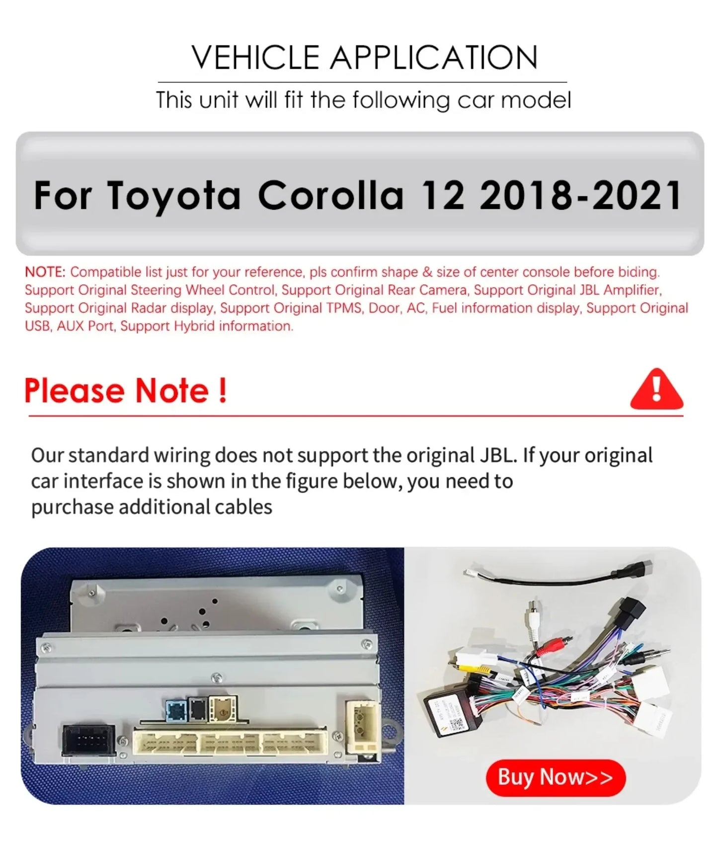 Wireless Carplay for Toyota Corolla 12 2018-2021 Android Autoradio 2 Din Car Radio Multimedia Player BT Navigation GPS Stereo 4G