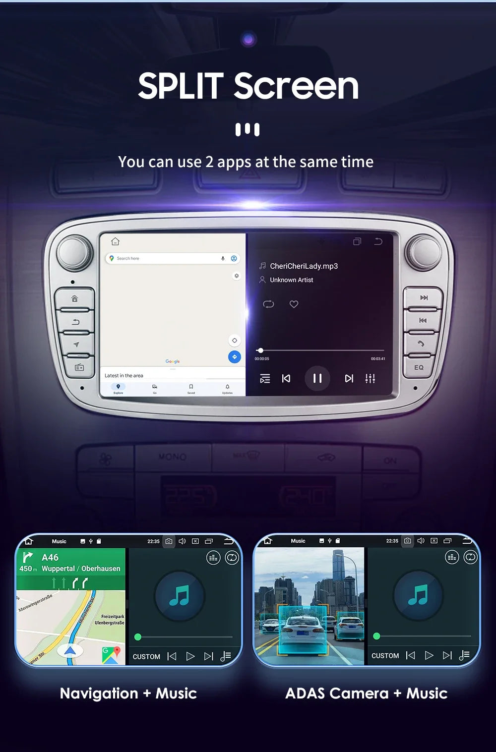 8G 128G 2 Din Carplay Android 13 for Ford Focus Mondeo Kuga C-MAX S-MAX Galaxy Car Radio Multimedia Player Audio Stereo GPS RDS