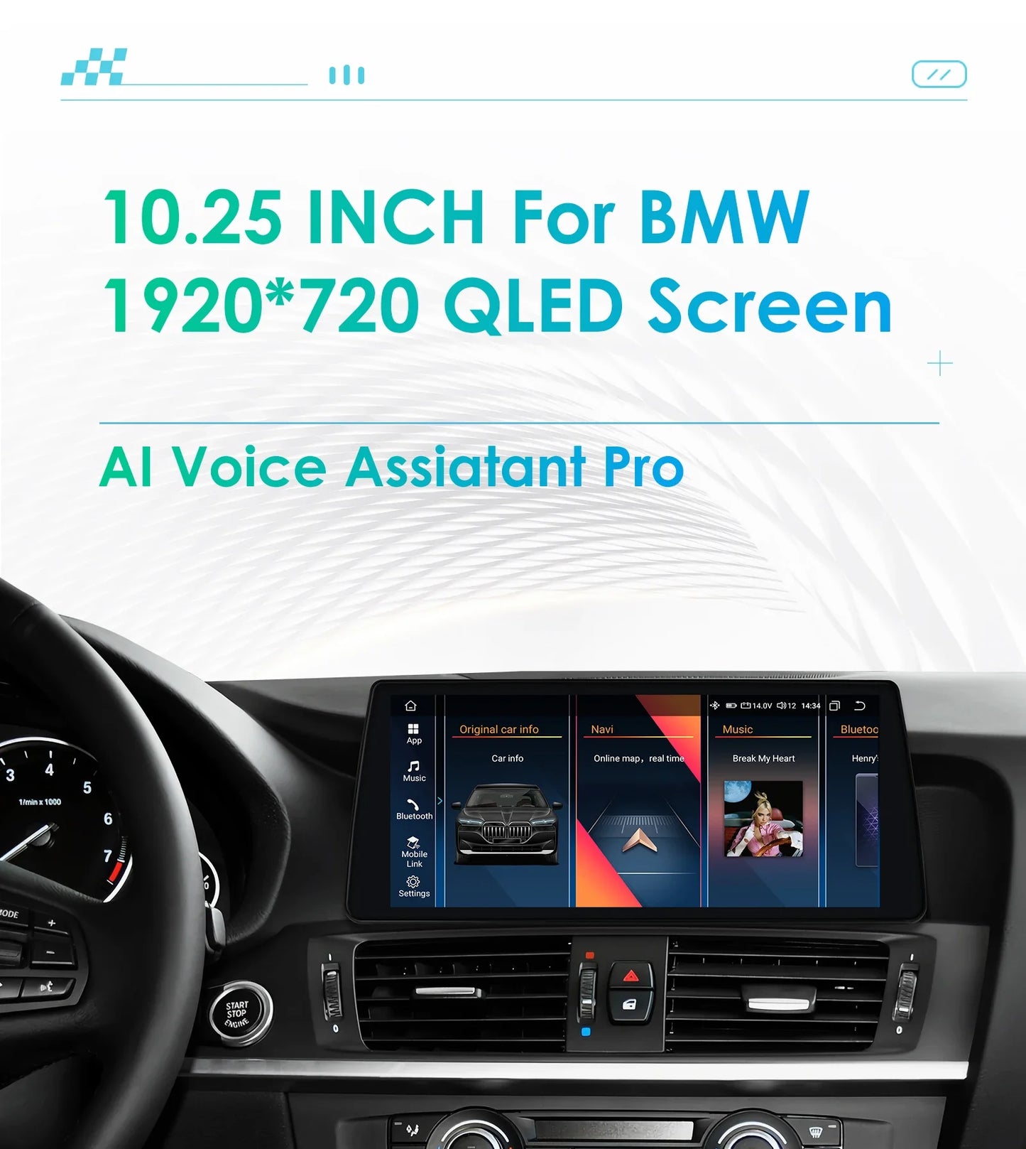10.25" Wireless Carplay Android Car Radio Multimedia Player for BMW X3 F25 2011-2016 X4 F26 CIC NBT 2din GPS DSP BT Navi 4G QLED