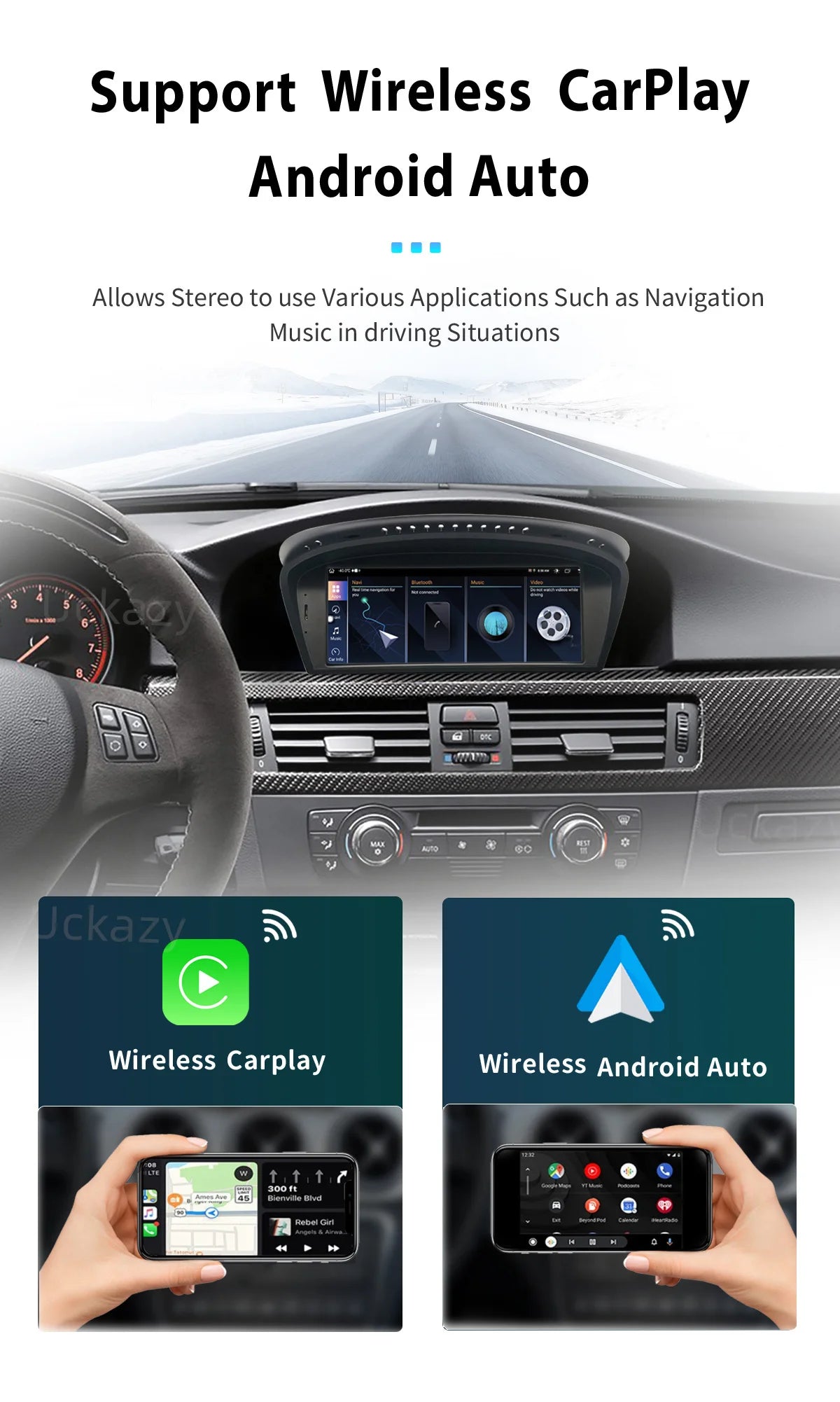 Uckazy AutoRadio Android 14 For BMW Series 5/3 E60 E61 E62 E63 E90 E91 Multimedia CIC CCC GPS Navigation Head Unit Stereo Audio Screen