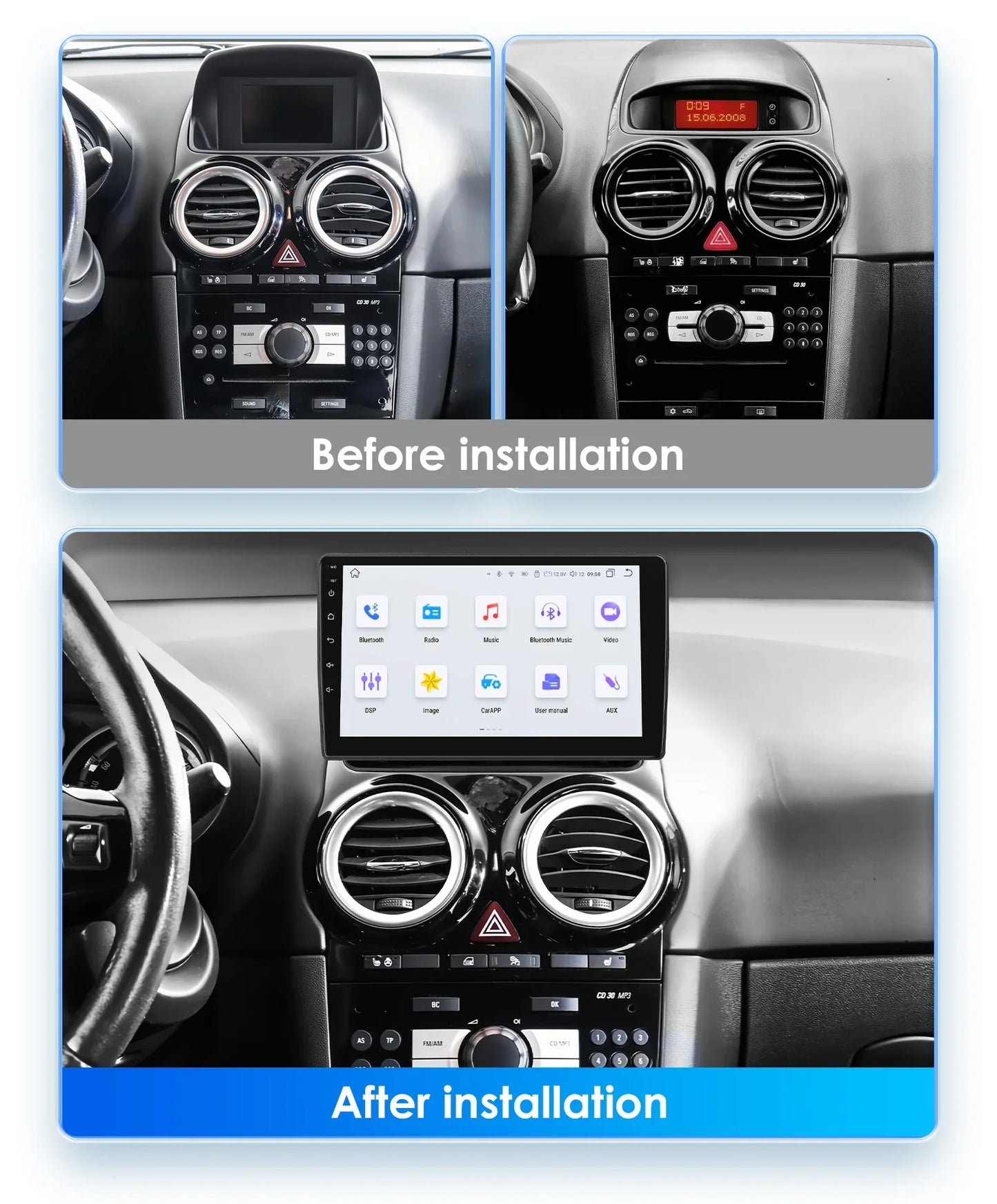 Android 13 Wireless Carplay Auto Car Multimedia Player Car Radio Player Stereo for OPEL CORSA D 2007 2008 2009 2010 2011 2012