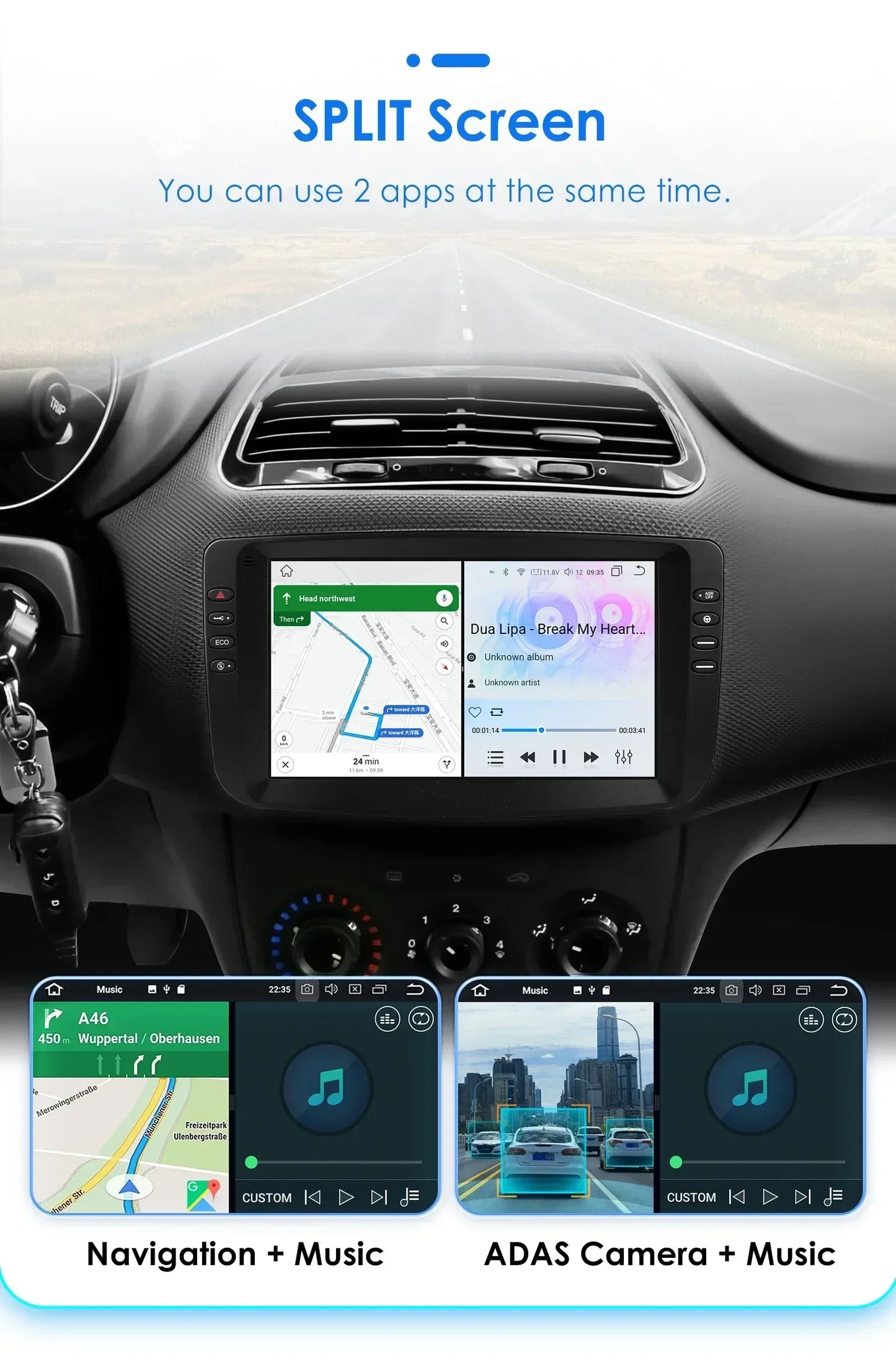 9" Car Multimedia Player 2Din Stereo for Fiat Linea Punto EVO 2012-2015 Android 13 with Wifi Bluetooth GPS Navi Radio Player 4G