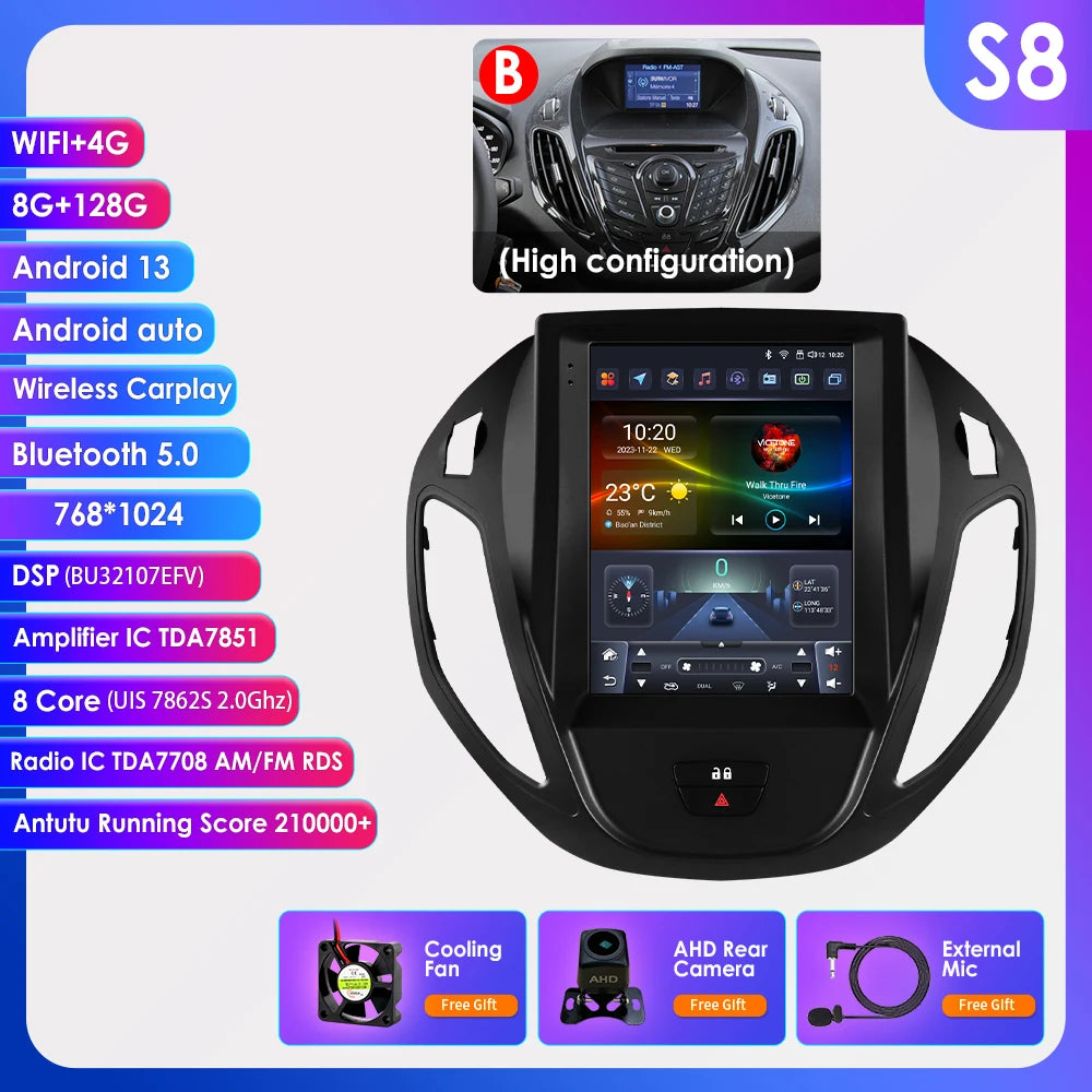 9.7Inch Radio Car Multimedia for Ford B-Max 2012-2018 Transit/ Tourneo Courier 2013-2021 Transit/ Tourneo (High Configuration)