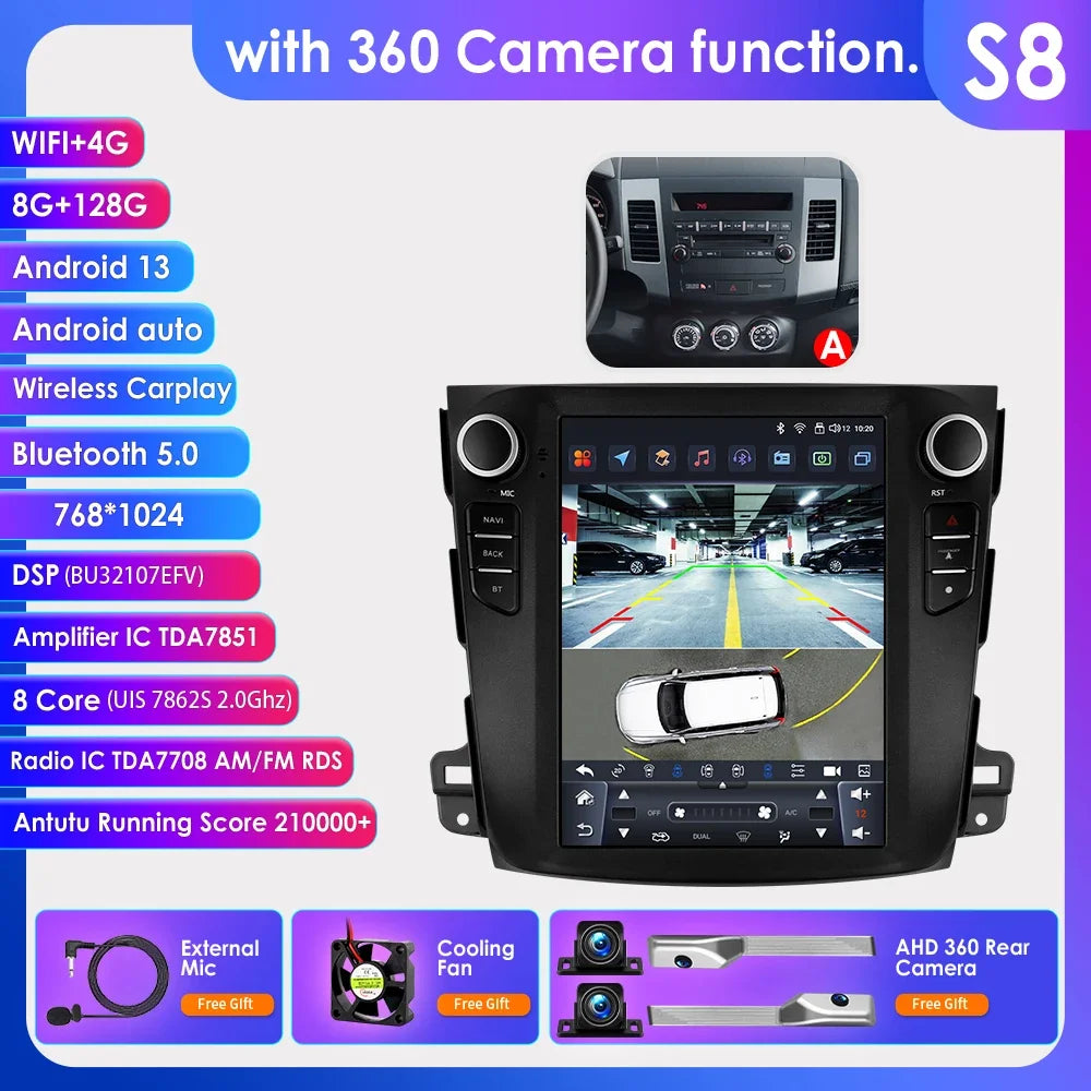 Android 13 Wireless Carplay GPS Stereo for Mitsubishi Outlander XI 2 2008 - 2011 9.7" Car Radio Multimedia Player 4G BT DSP 2din
