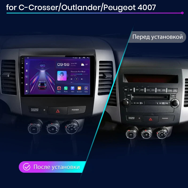 Junsun AI Wireless CarPlay Android Auto Car Radio For Mitsubishi Outlander xl 2 2005 2006-2011 4G GPS Smart Intelligent Systems