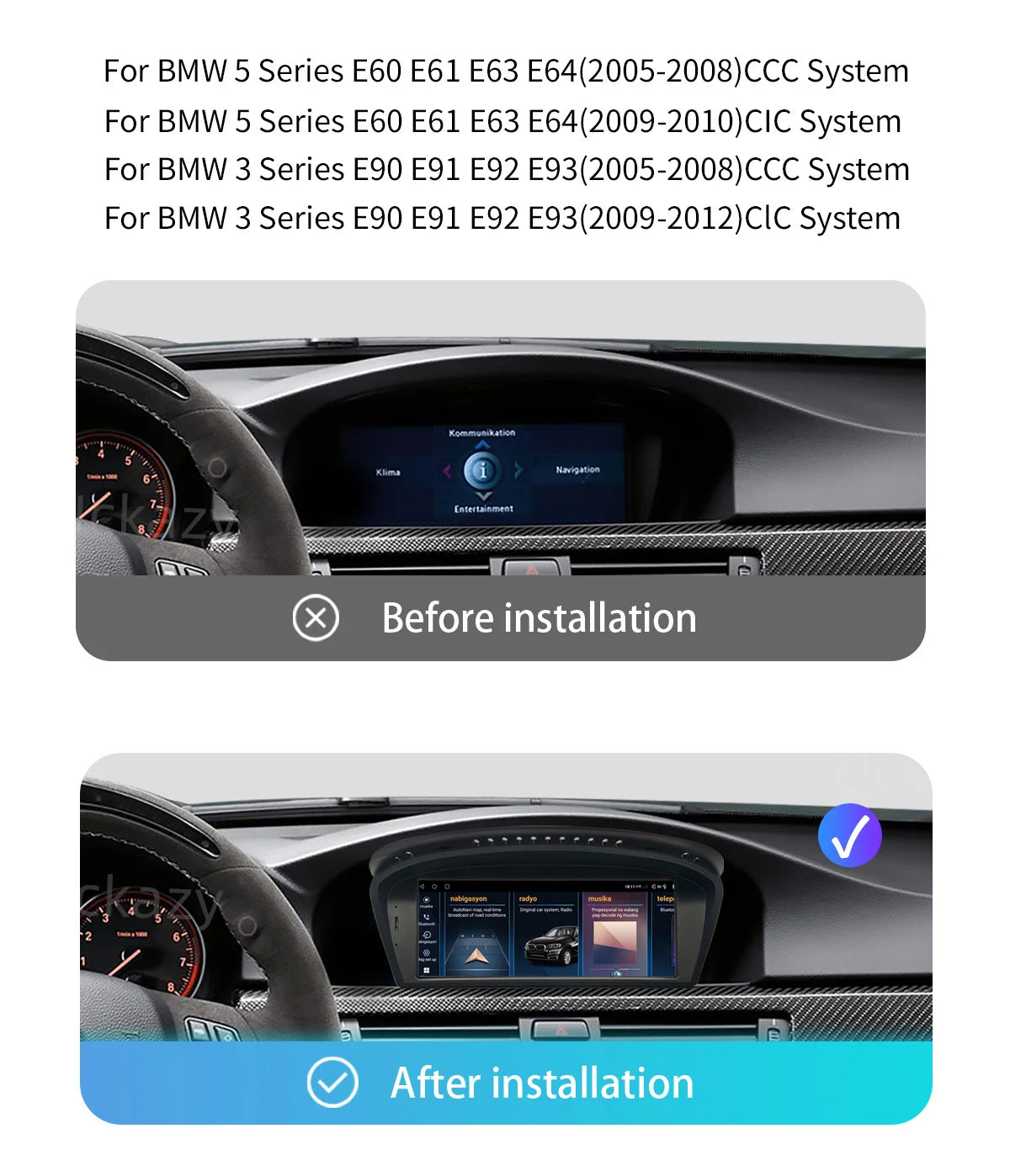 Uckazy AutoRadio Android 14 For BMW Series 5/3 E60 E61 E62 E63 E90 E91 Multimedia CIC CCC GPS Navigation Head Unit Stereo Audio Screen