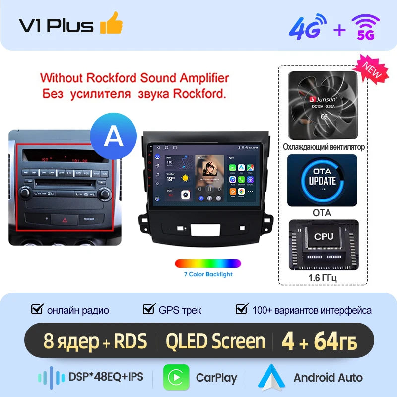 Junsun AI Wireless CarPlay Android Auto Car Radio For Mitsubishi Outlander xl 2 2005 2006-2011 4G GPS Smart Intelligent Systems