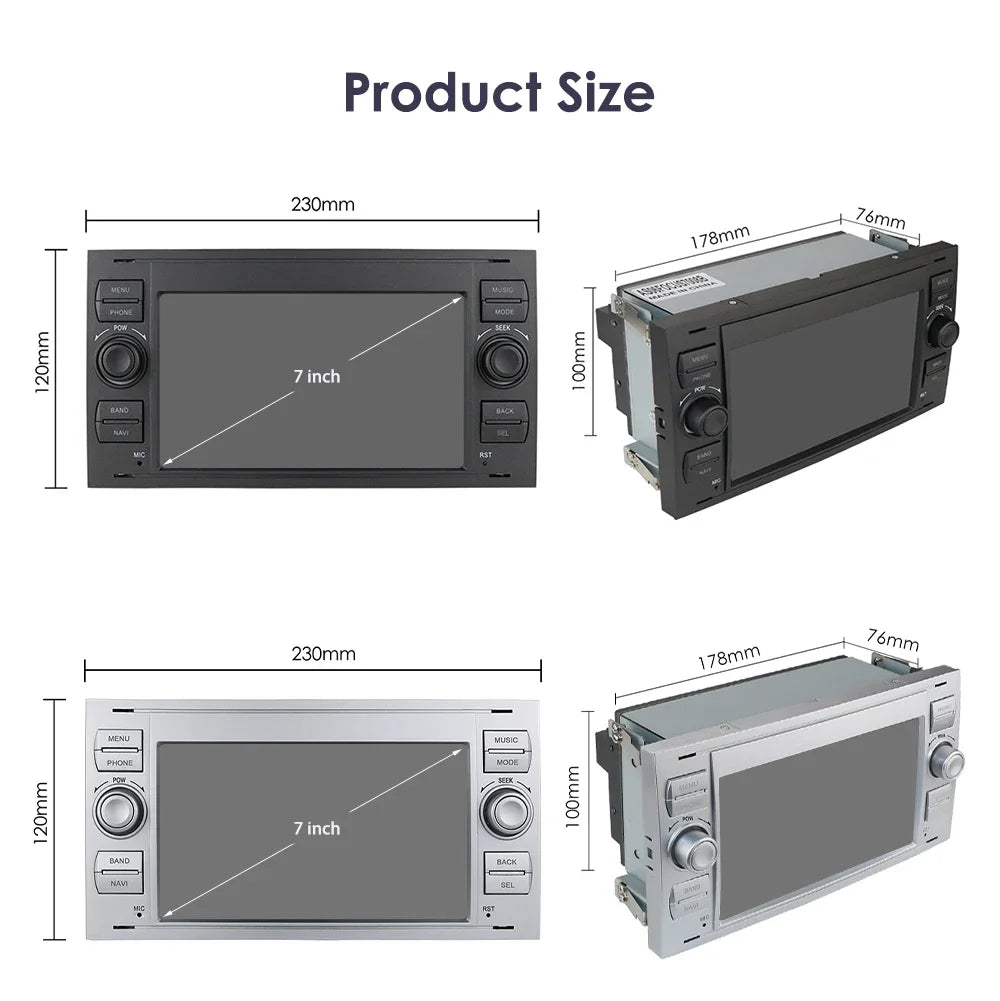 2din Carplay Android Car Radio Multimedia Player for Ford Mondeo Fiesta S-max Focus Galaxy Transit Fusion Connect Kuga GPS NOCAN