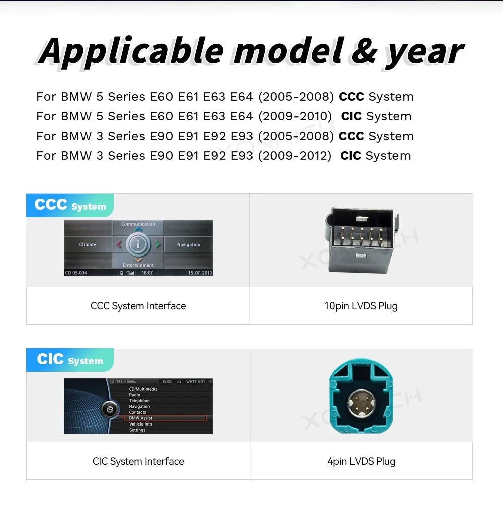 XONRICH 6GB 128GB Android 14 Car Radio For BMW 5Series E60 E61 E63 E64 E90 E91 E92 E93 CCC CIC Multimedia CarPlay GPS Navigation