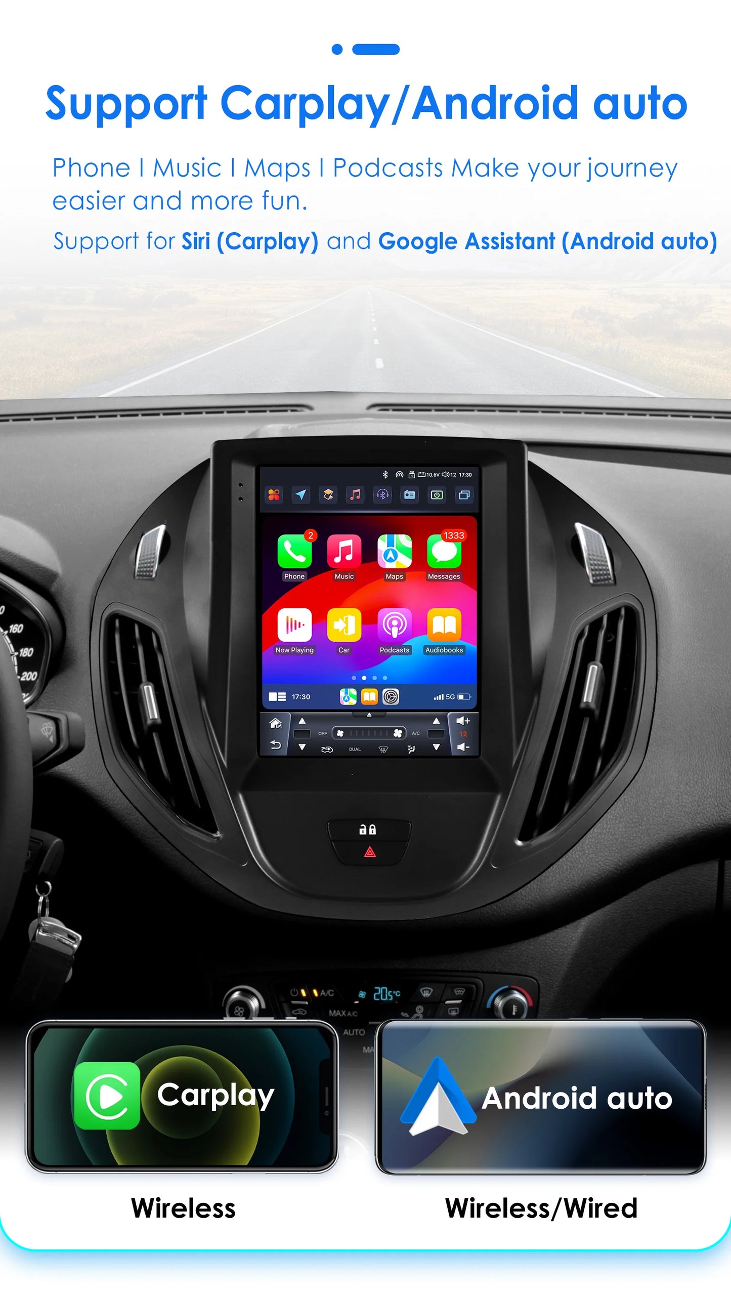 9.7Inch Radio Car Multimedia for Ford B-Max 2012-2018 Transit/ Tourneo Courier 2013-2021 Transit/ Tourneo (High Configuration)