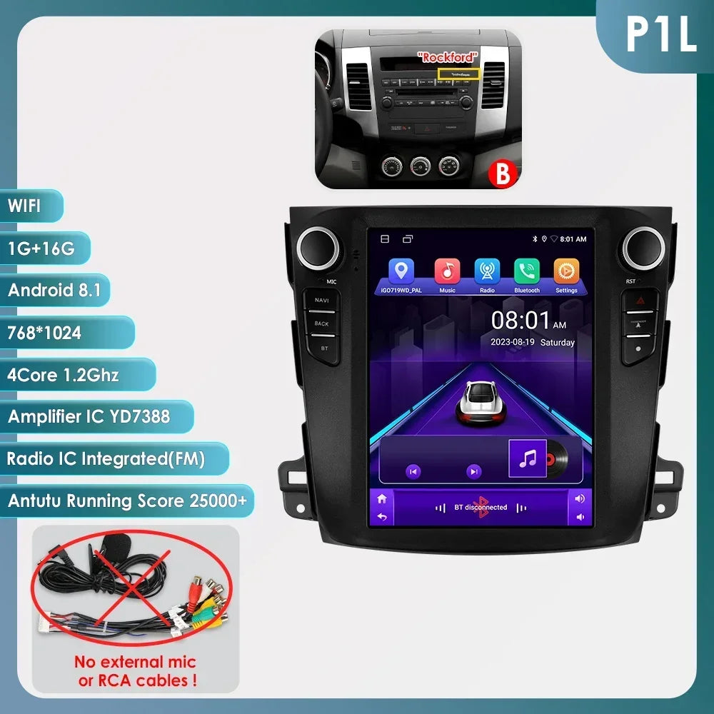 Android 13 Wireless Carplay GPS Stereo for Mitsubishi Outlander XI 2 2008 - 2011 9.7" Car Radio Multimedia Player 4G BT DSP 2din