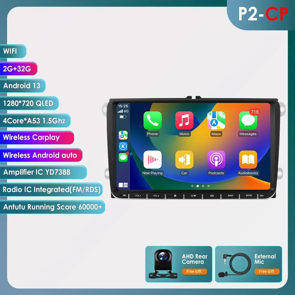 Auto Radio 2 Din Car GPS Multimedia GPS for VW Passat B6 T5 B7 B8 Golf 5 6 Caddy POLO T5 Touran Jetta Android Carplay DAB RDS BT