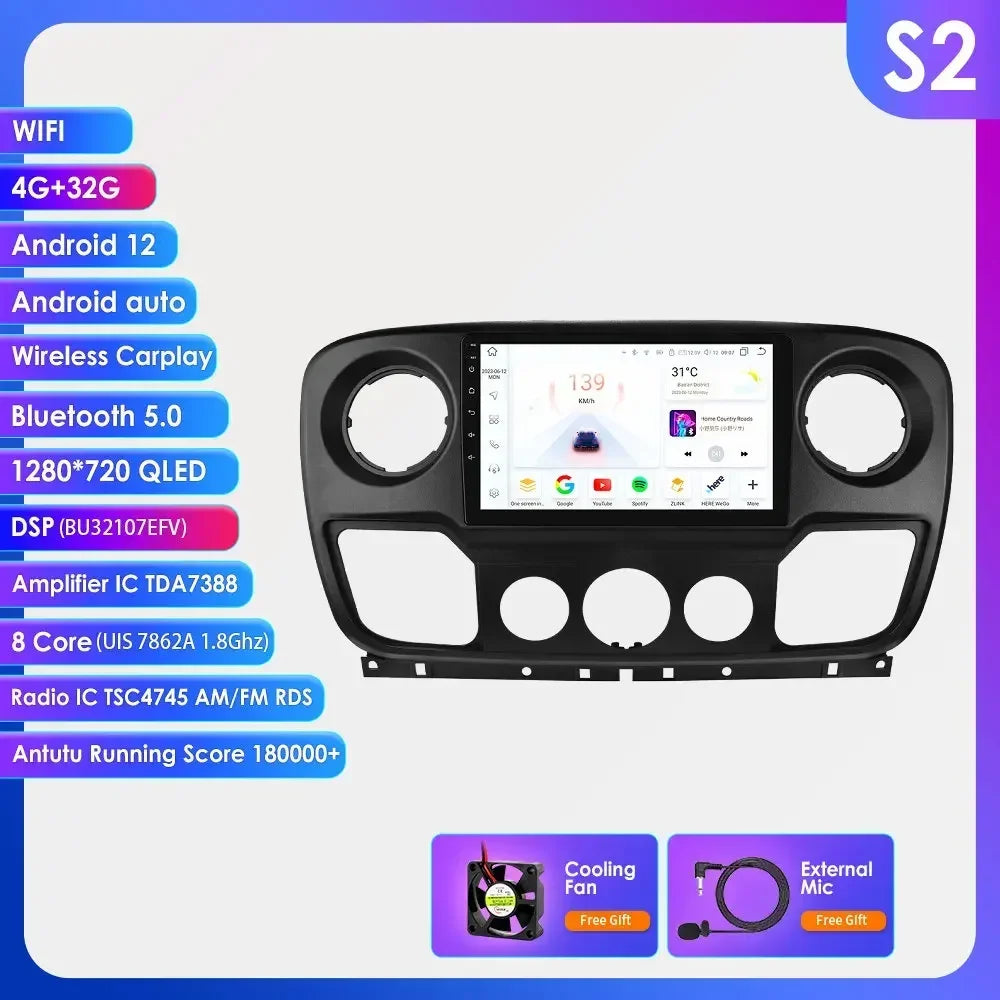 Car Multimedia Player Navigation Radio for Nissan NV400 2010-2019 for Opel Movano 2010-2019 for Renault Master lll 3 2011-2021