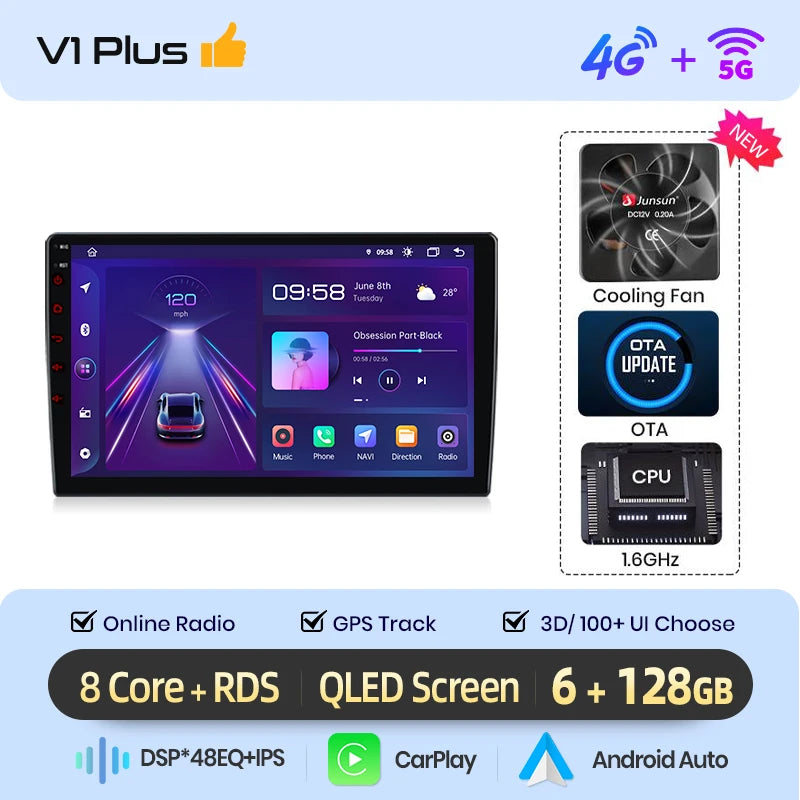 Junsun Android wireless CarPlay Auto Car Radio For Volkswagen Passat B6 B7 CC 2010-2015 Intelligent Systems DSP GPS FM BT SWC
