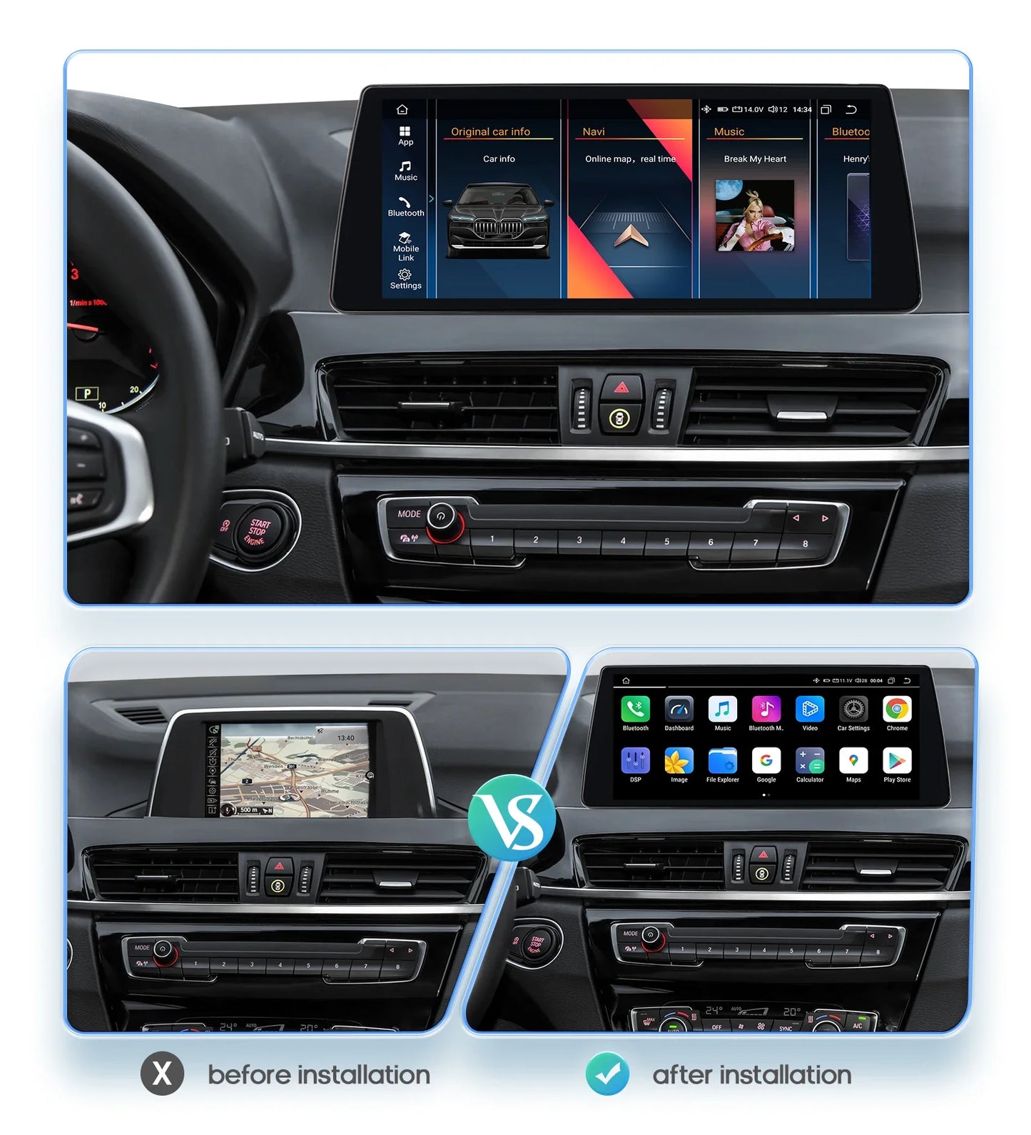 Android 13 Automotive Multimedia 2Din Wireless Carplay Android Auto for BMW X1 F48 (2016-2017)NBT Support AI Pro RDS BT WIFI GPS