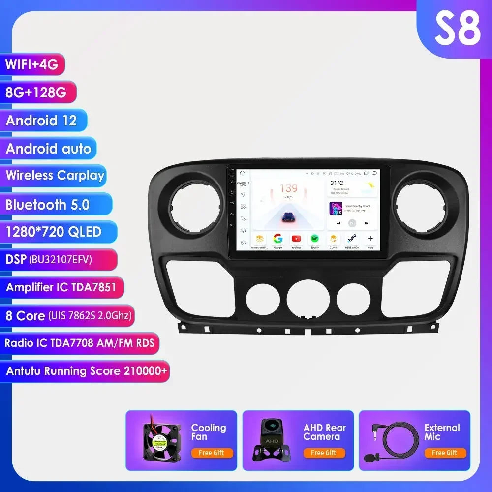 Car Multimedia Player Navigation Radio for Nissan NV400 2010-2019 for Opel Movano 2010-2019 for Renault Master lll 3 2011-2021