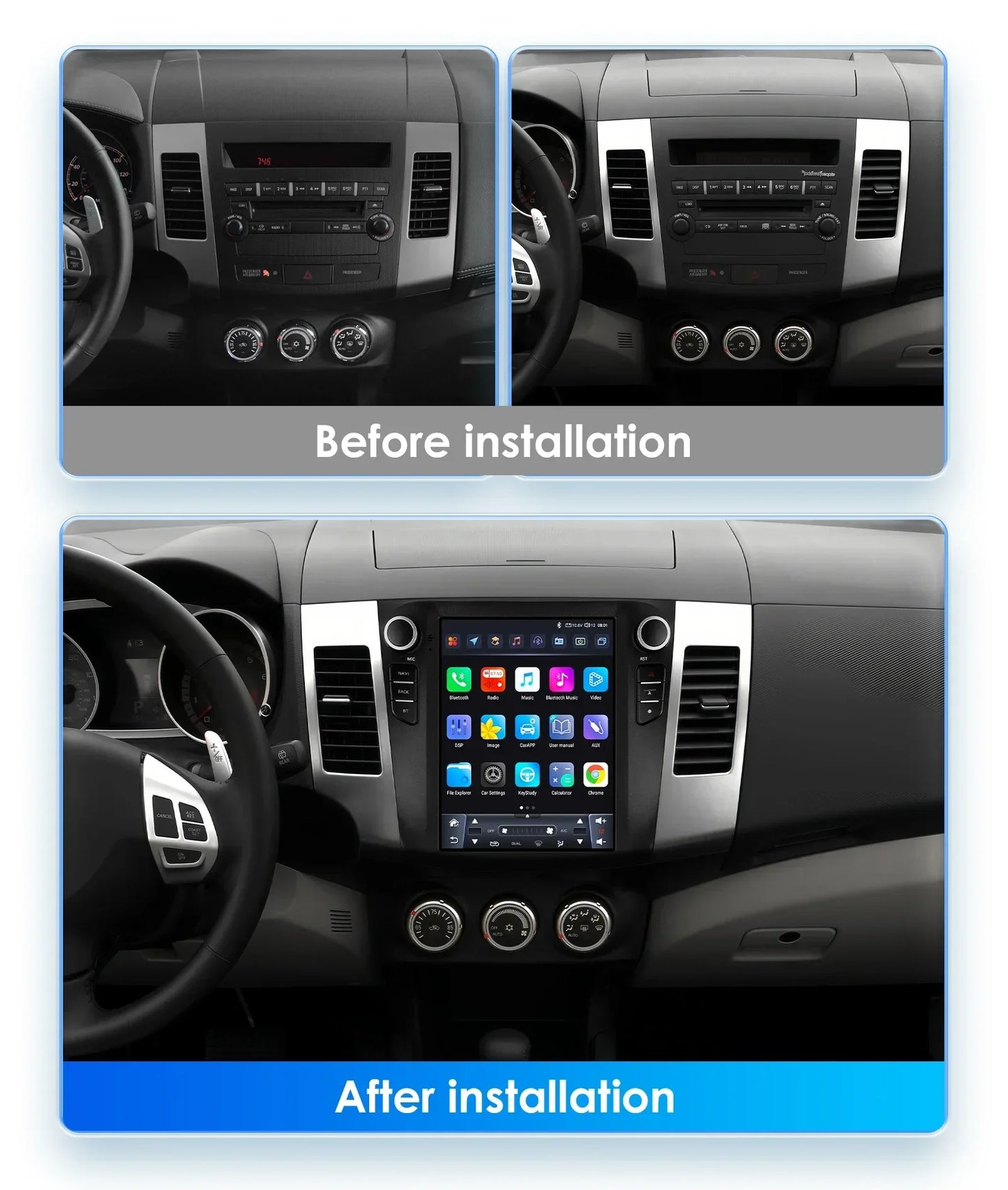 Android 13 Wireless Carplay GPS Stereo for Mitsubishi Outlander XI 2 2008 - 2011 9.7" Car Radio Multimedia Player 4G BT DSP 2din