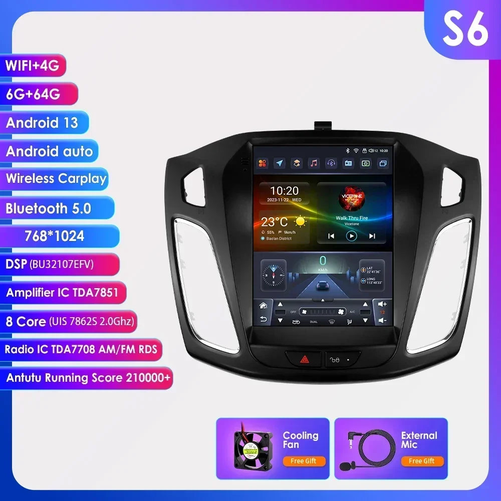 Android 13 Radio Car Multimedia 2Din Wireless Carplay Android Auto for Ford Focus 3 Mk 3 2011-2019 Support OBD DAB RDS BT GPS 4G