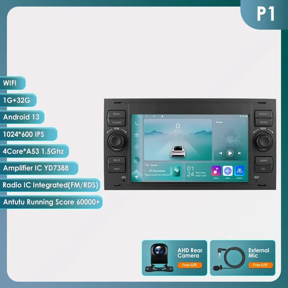 2din Carplay Android Car Radio Multimedia Player for Ford Mondeo Fiesta S-max Focus Galaxy Transit Fusion Connect Kuga GPS NOCAN