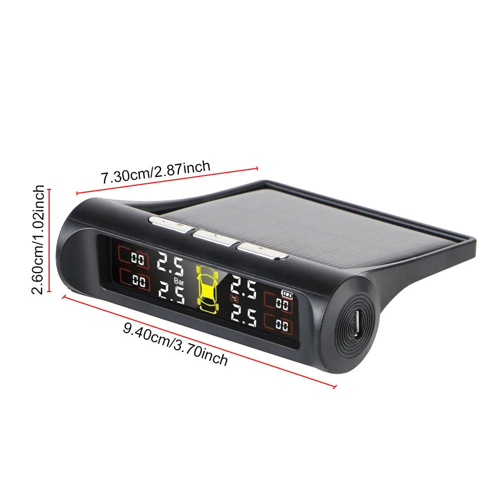 Solar Car RV Truck TPMS Tire Pressure Monitoring System With 4/6 External Sensors Wireless 180° Adjustable Bracket Waterproof