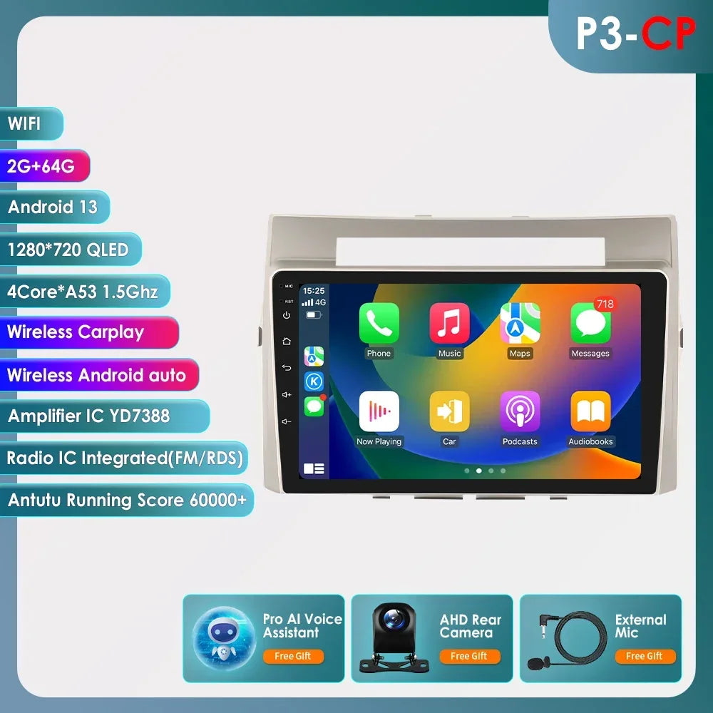 Wireless Carplay Android Auto Car Multimedia Player 9'' Touch Screen for Toyota Corolla Verso AR10 2004 2005 2006 2007 2008 2009