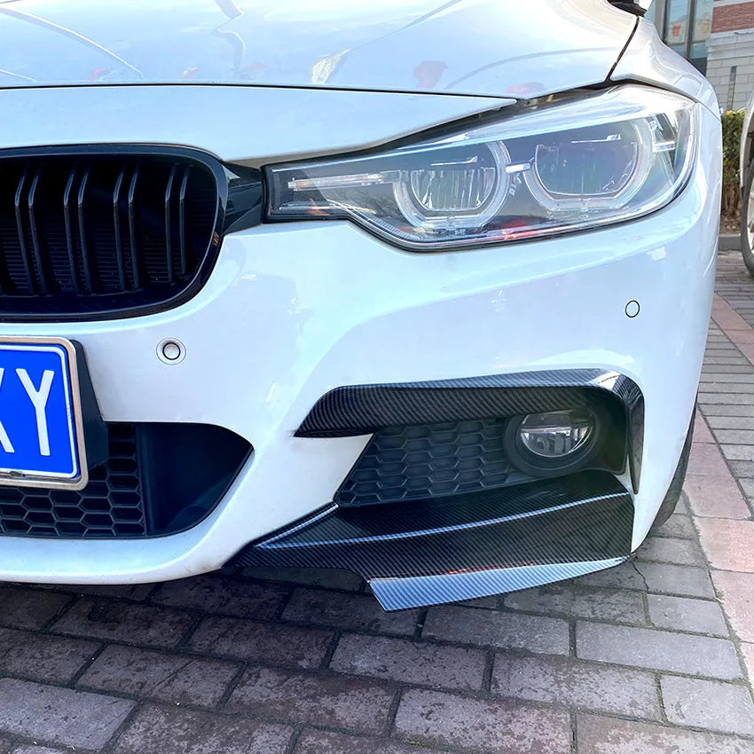 1 Pair Car Front Bumper Lip Splitter Canards Spoiler For BMW F30 F31 M Sport 2012-2019 Fog Lamp Eyebrow Frame Cover Grille