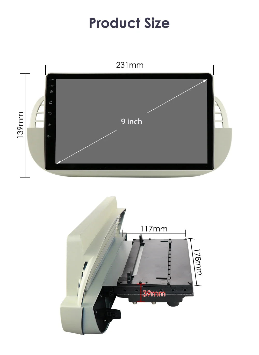 8 Core Android 13 Auto Car Radio Carplay for FIAT 500 2007-2014 Multimedia Video Player Stereo GPS Navi BT SWC RDS DSP 4G NO DVD