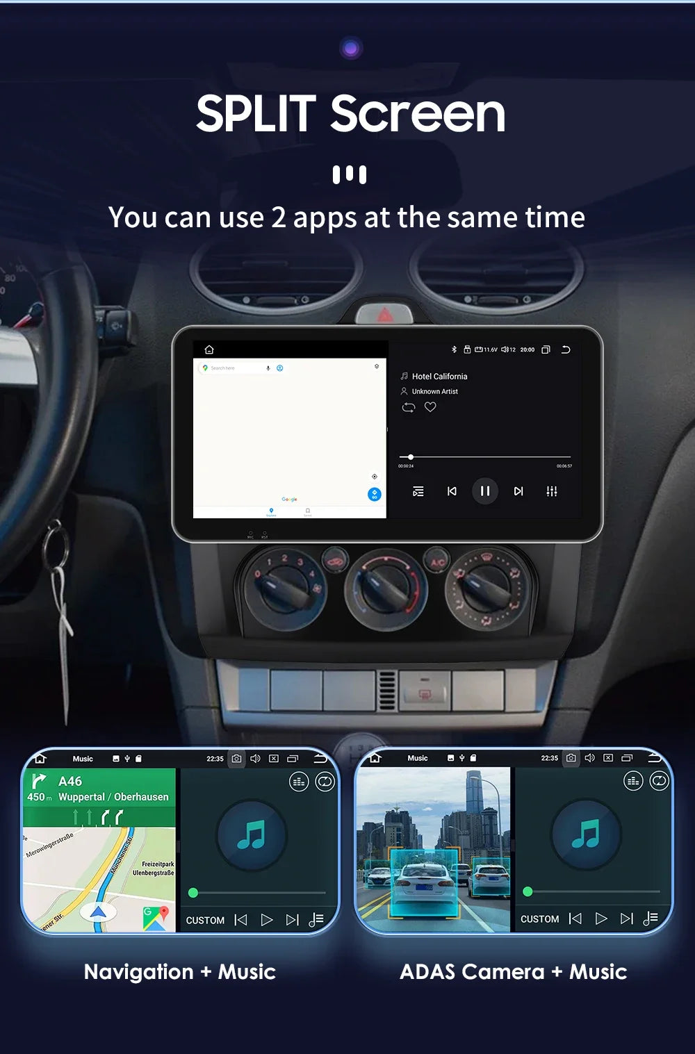 10.33" Wireless Carplay Android Auto for Ford Focus Mk2 2004-2011 Multimedia Player 2 Din Car Radio GPS Navigation BT RDS DSP 4G