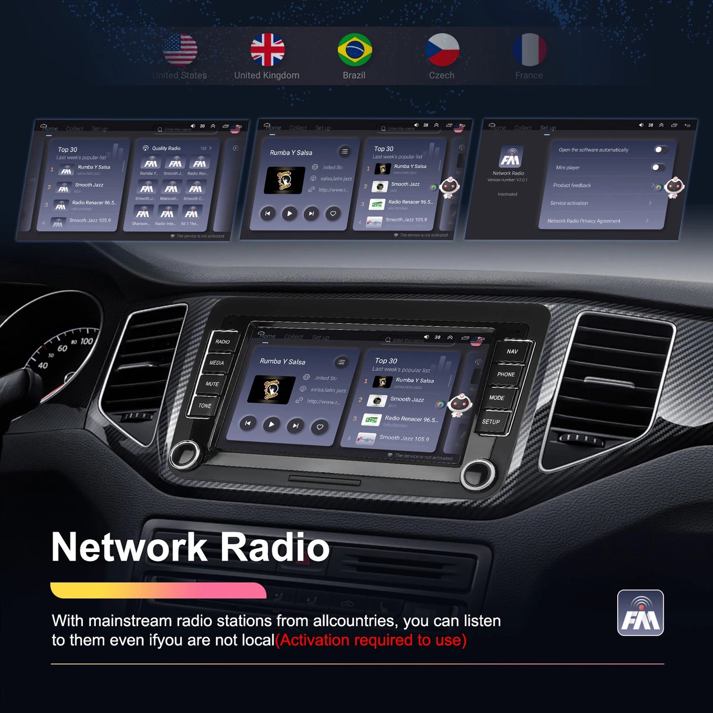 Podofo 4+64G 4Core Car Radio For VW/PASSAT/TOURAN/CADDY/BEETLE 2Din Car Stereo GPS Navigation Carplay Android Auto Car Audio
