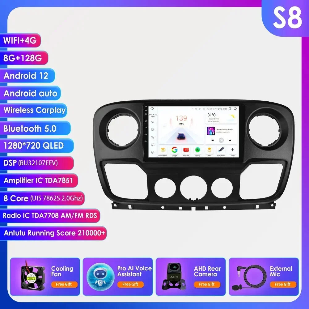 Car Multimedia Player Navigation Radio for Nissan NV400 2010-2019 for Opel Movano 2010-2019 for Renault Master lll 3 2011-2021