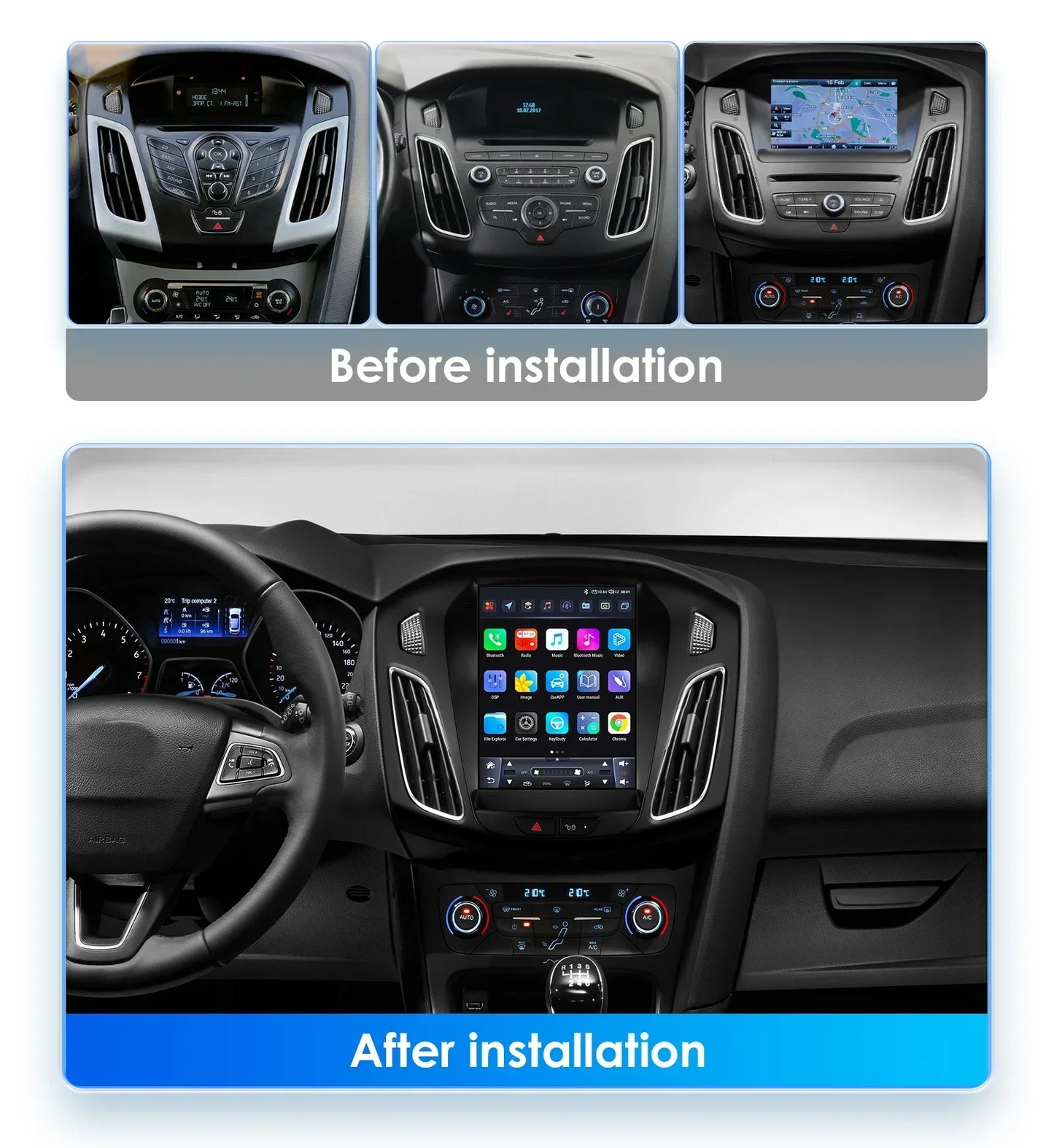 Android 13 Wireless Carplay GPS Stereo for Ford Focus 3 MK 3 2011-2019 2 Din 9.7" Car Radio Multimedia Player 4G Touch Screen BT