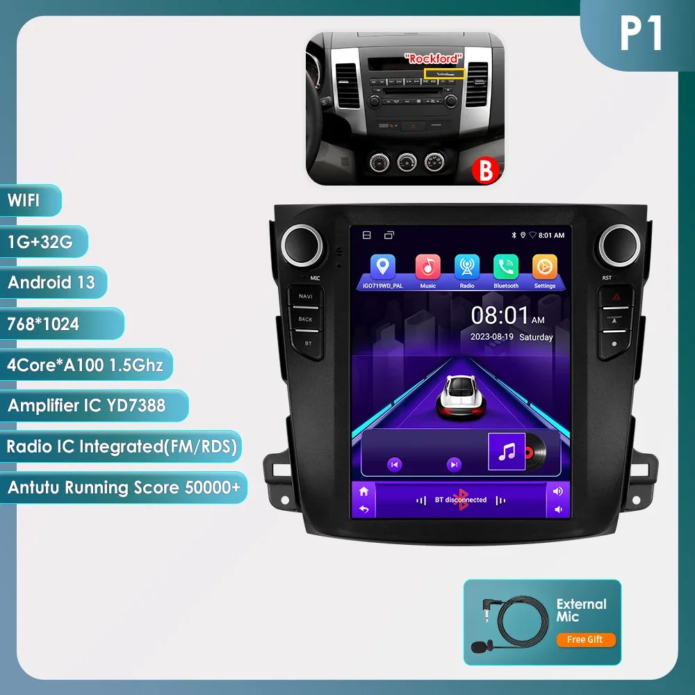 Android 13 Wireless Carplay GPS Stereo for Mitsubishi Outlander XI 2 2008 - 2011 9.7" Car Radio Multimedia Player 4G BT DSP 2din