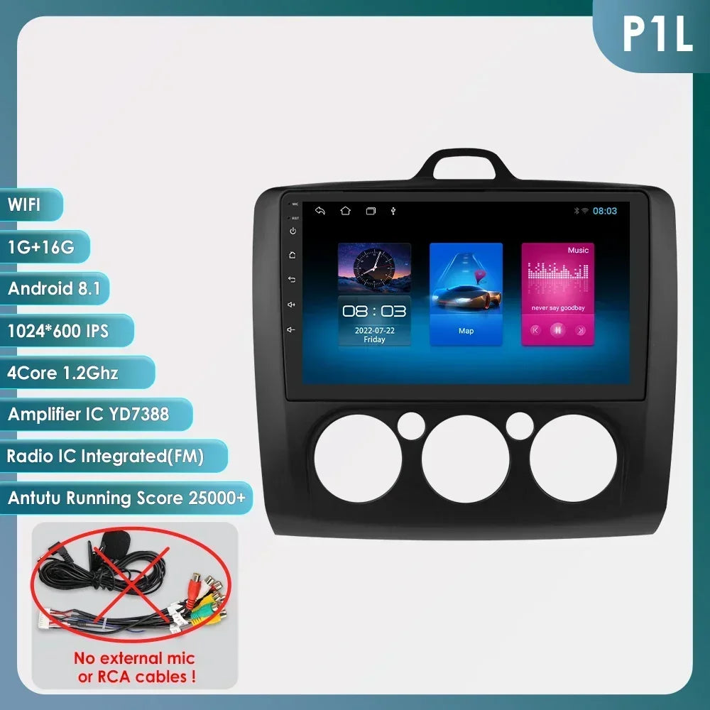 Android 13 Wireless Carplay for Ford Focus Exi MT 2 3 MK2 MK3 2004-2011 9" Car Radio Multimedia Player GPS Navi BT DSP 4G Stereo
