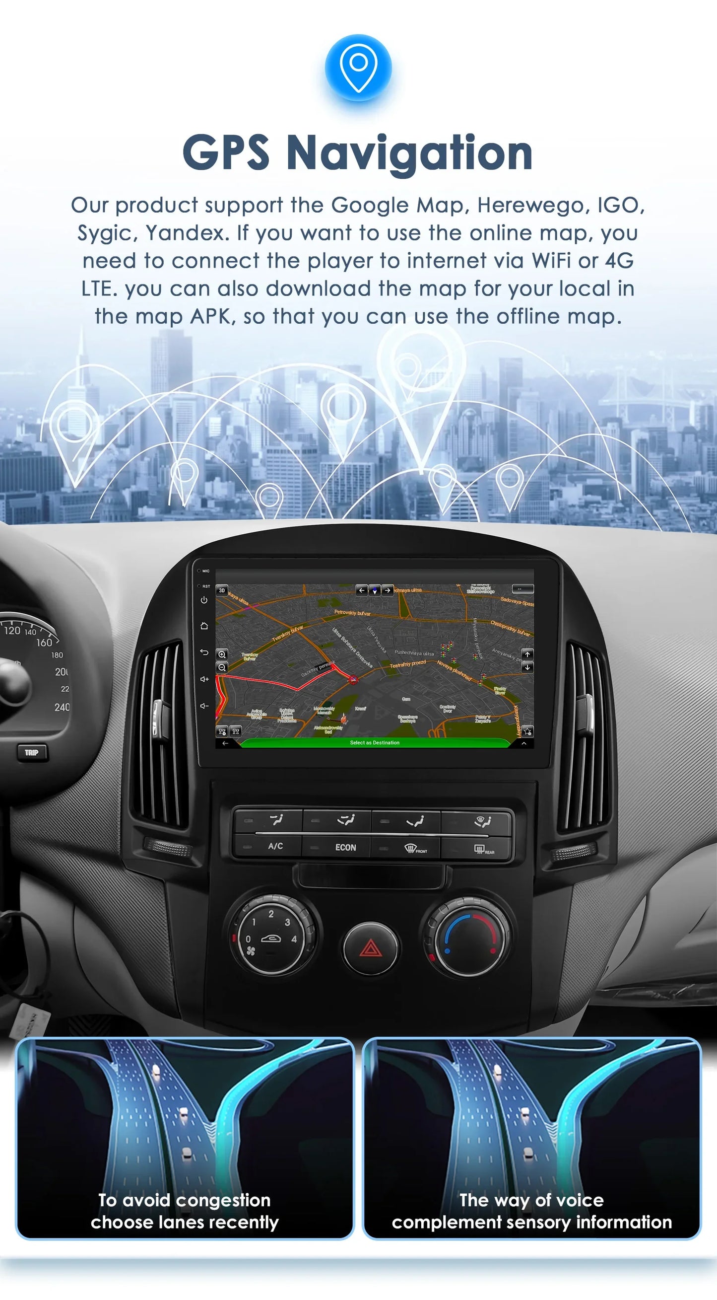 Android 13 Wireless Carplay for Hyundai I30 MT AT 2006 - 2011 9" Car Multimedia Player GPS Navi BT DSP 4G 2 Din Autoradio Stereo