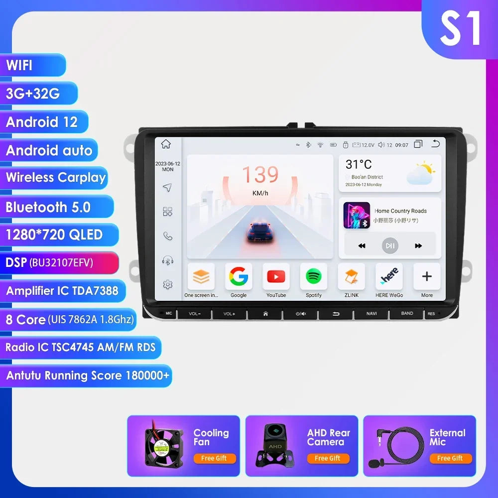 Auto Radio 2 Din Car GPS Multimedia GPS for VW Passat B6 T5 B7 B8 Golf 5 6 Caddy POLO T5 Touran Jetta Android Carplay DAB RDS BT