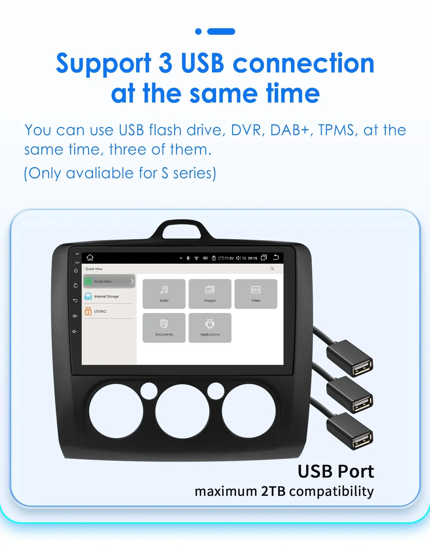 10.33" Wireless Carplay Android Auto for Ford Focus Mk2 2004-2011 Multimedia Player 2 Din Car Radio GPS Navigation BT RDS DSP 4G