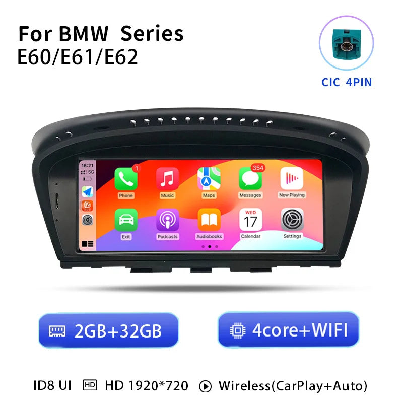 Uckazy AutoRadio Android 14 For BMW Series 5/3 E60 E61 E62 E63 E90 E91 Multimedia CIC CCC GPS Navigation Head Unit Stereo Audio Screen