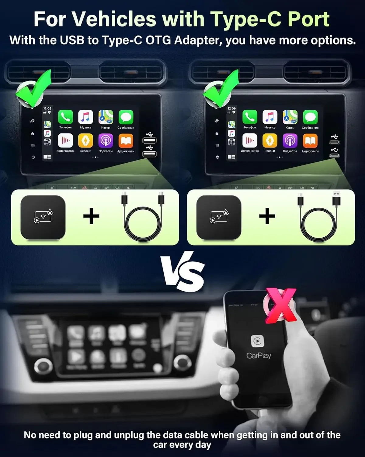 Mini Box Wired to Wireless CarPlay and Android Auto Wireless Adapter Spotify For Toyota Mazda Nissan Camry Audi Ford Kia Hyundai