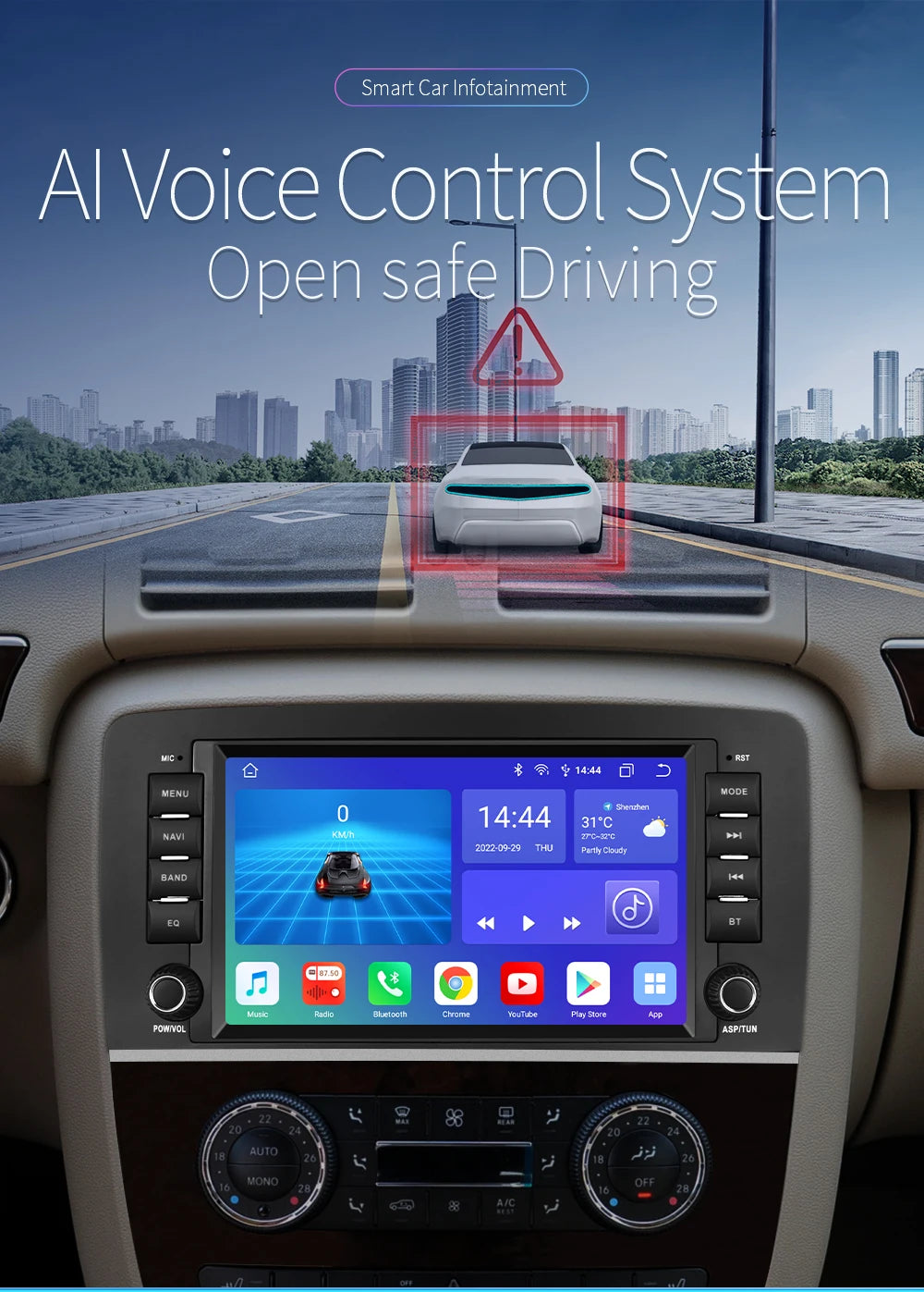 8" Android 14 Car Multimedia Player Wireless Carplay Android Auto for Mercedes Benz R-Class W251 R300 R280 R320 R350 2006-2012