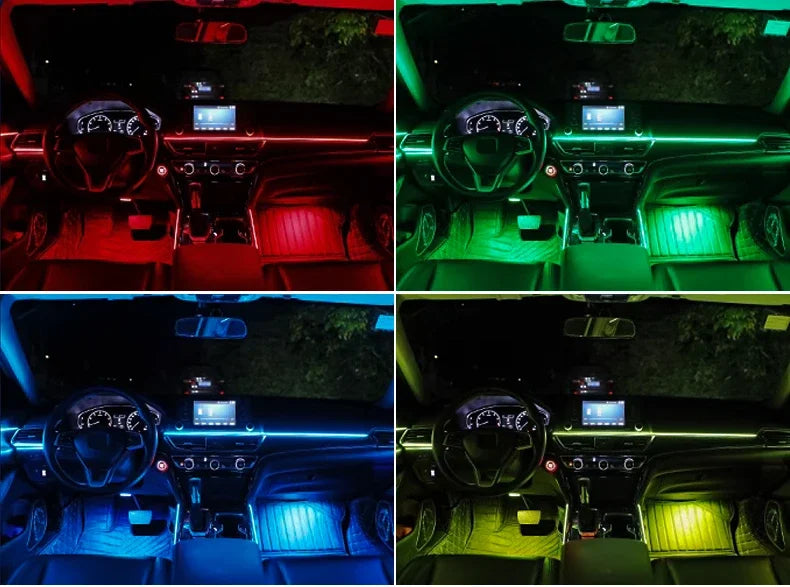 18 in 1 Led Car Ambient Lights Symphony Bluetooth App RGB 213 Color Streamer Rainbow Acrylic Strip Interior Atmosphere Lamp 12V