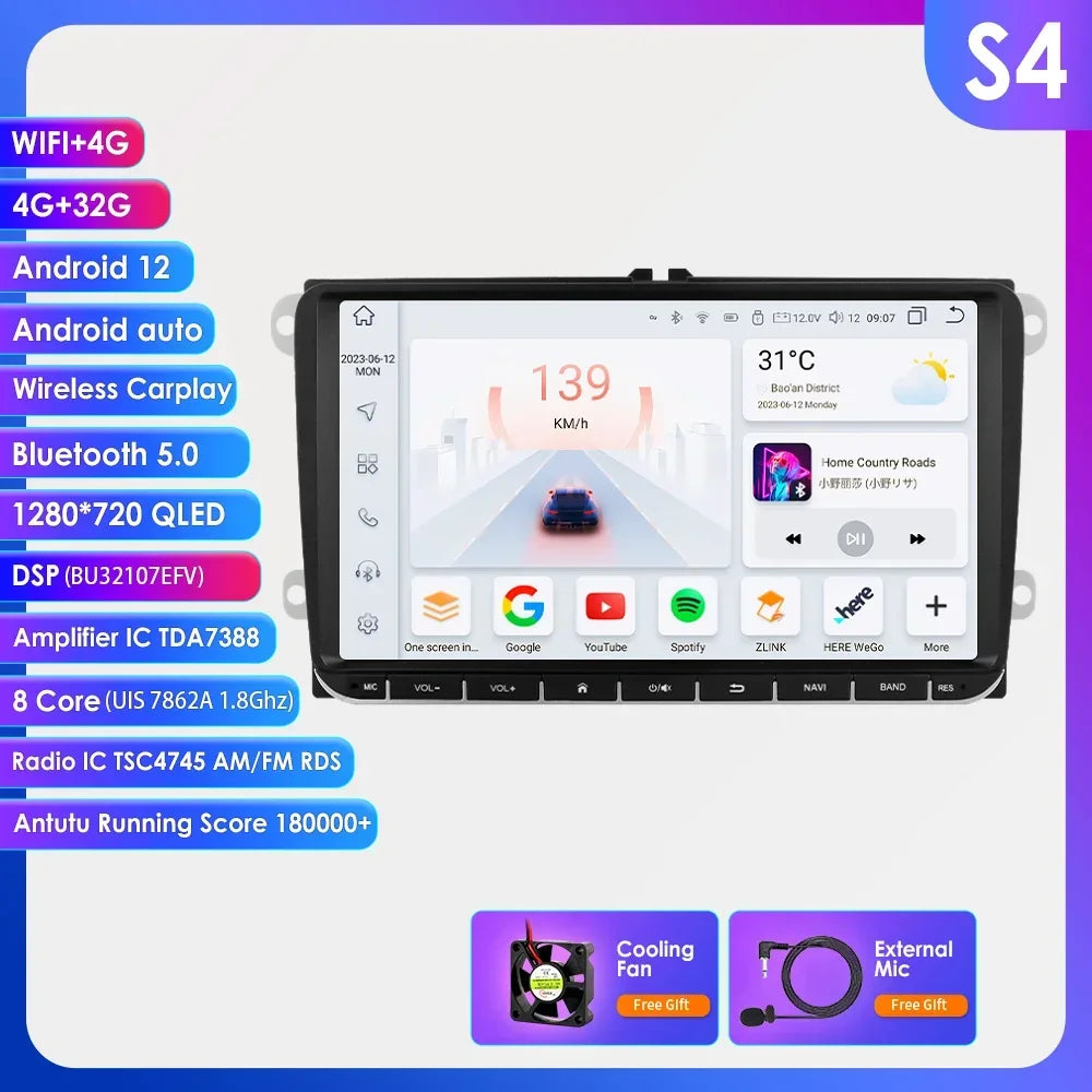 Auto Radio 2 Din Car GPS Multimedia GPS for VW Passat B6 T5 B7 B8 Golf 5 6 Caddy POLO T5 Touran Jetta Android Carplay DAB RDS BT