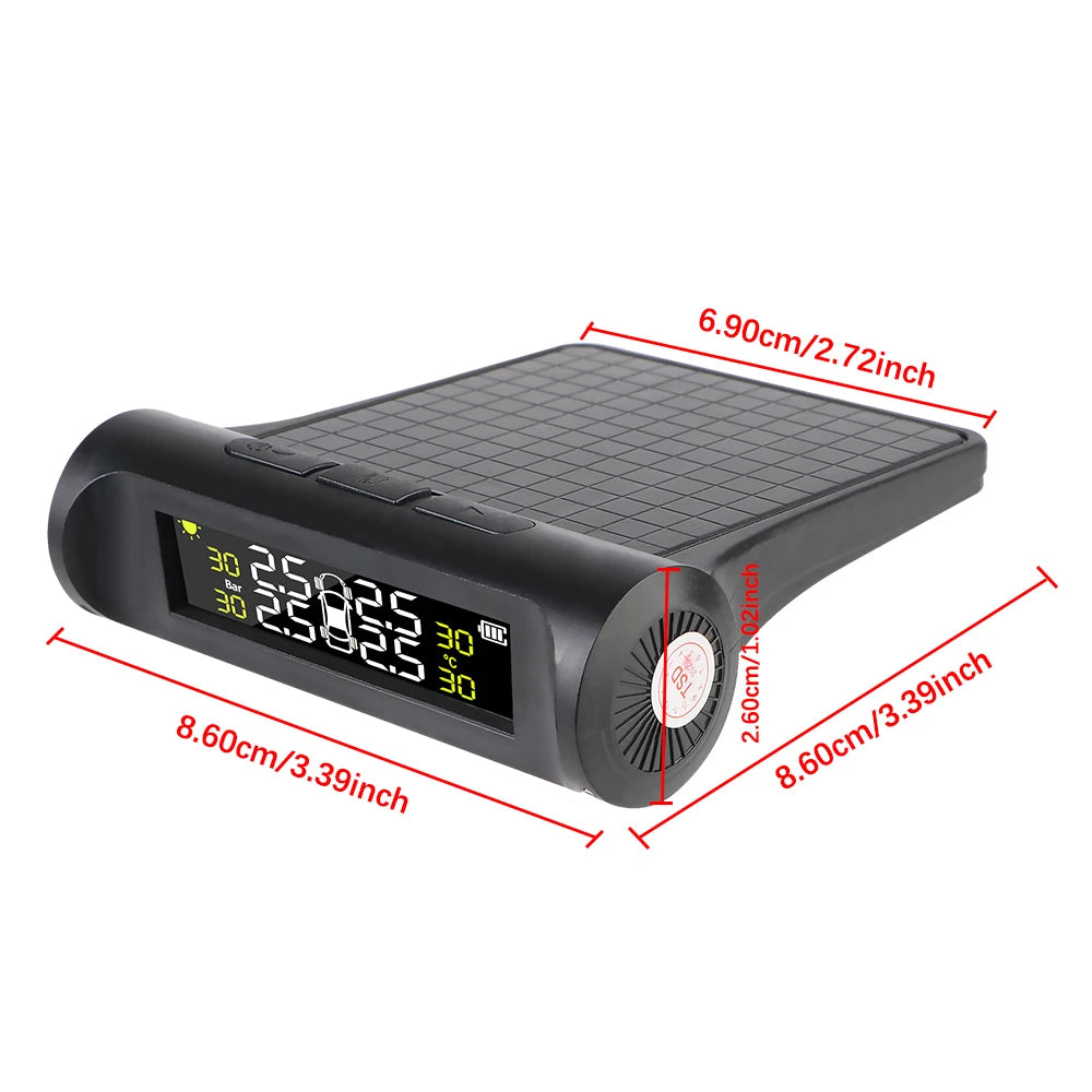 Solar Car RV Truck TPMS Tire Pressure Monitoring System With 4/6 External Sensors Wireless 180° Adjustable Bracket Waterproof